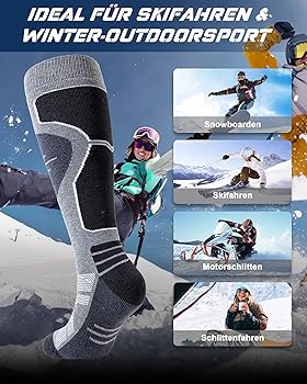 Lot De 2 Paires De Chaussettes De Ski Homme En Laine Mérinos - Haute Tige, Respirantes, Pour Ski Et Sports D'hiver