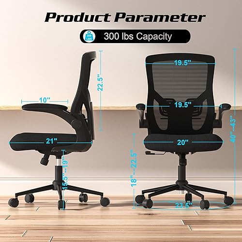 Miniatura 2 de Silla de oficina, silla de escritorio ergonómica con cojín curado en frío de 4.2 pulgadas, soporte lumbar ajustable, silla de computadora de malla