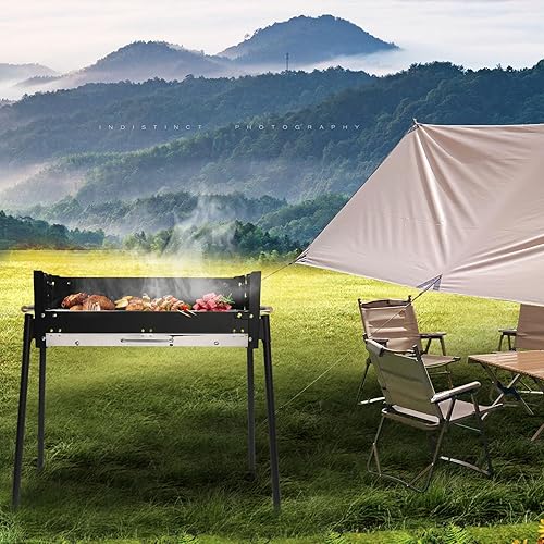 Miniatura 3 de Parrilla de carbón portátil plegable para estufa, kits de herramientas de acero inoxidable para cocinar al aire libre, camping, senderismo, picnic,