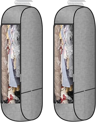 Bolsas de ropa de 50 pulgadas para colgar ropa, bolsa de ropa transpirable grande para almacenamiento en armario con refuerzo de 10 pulgadas, funda