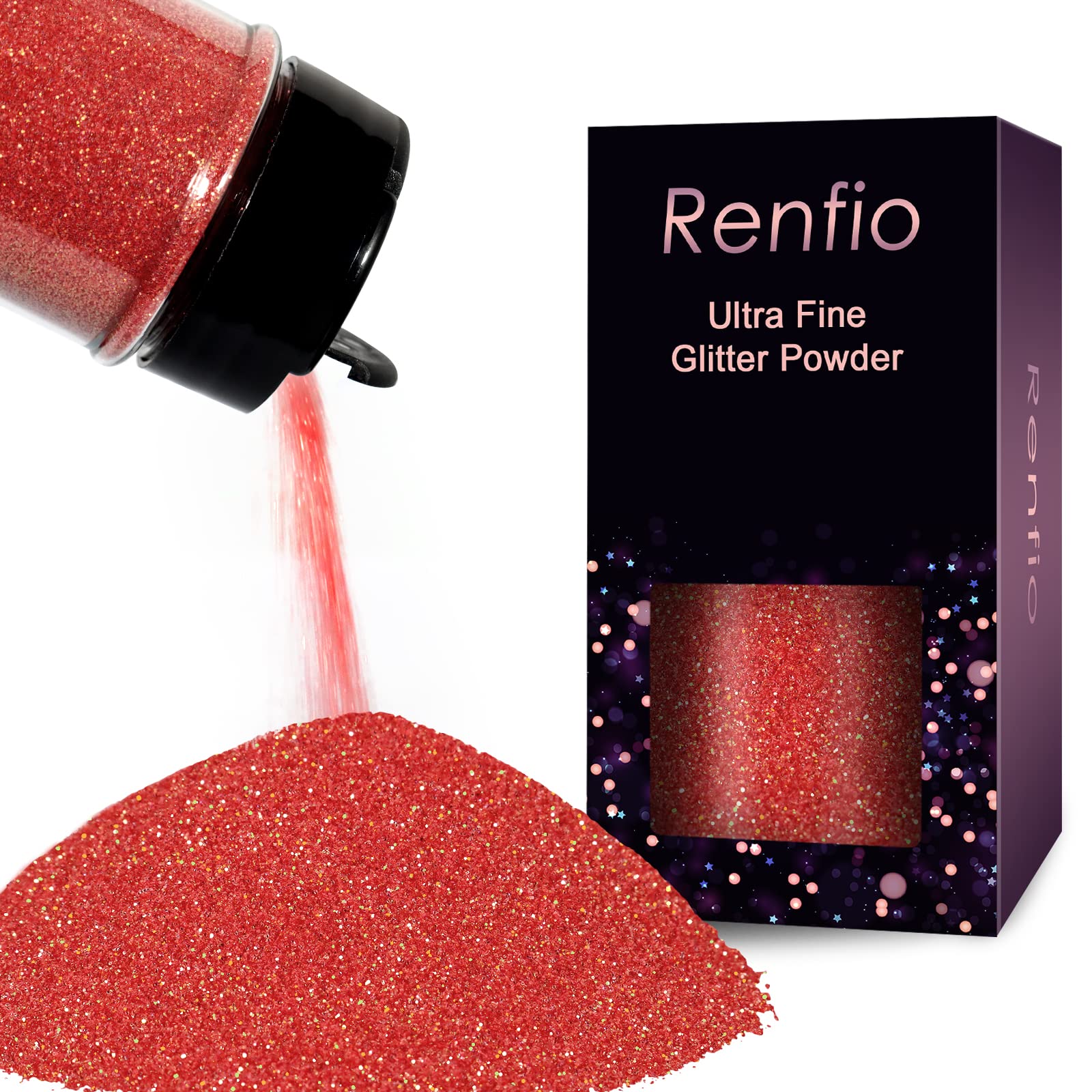 Renfio Iridescent Ultra Fine Glitter Powder Resin Supplies Glitters 1.94 Oz (55g) PET Flake Crafts Sequins 1/128" 0.008" 0.2mm Epoxy Chips Flakes for