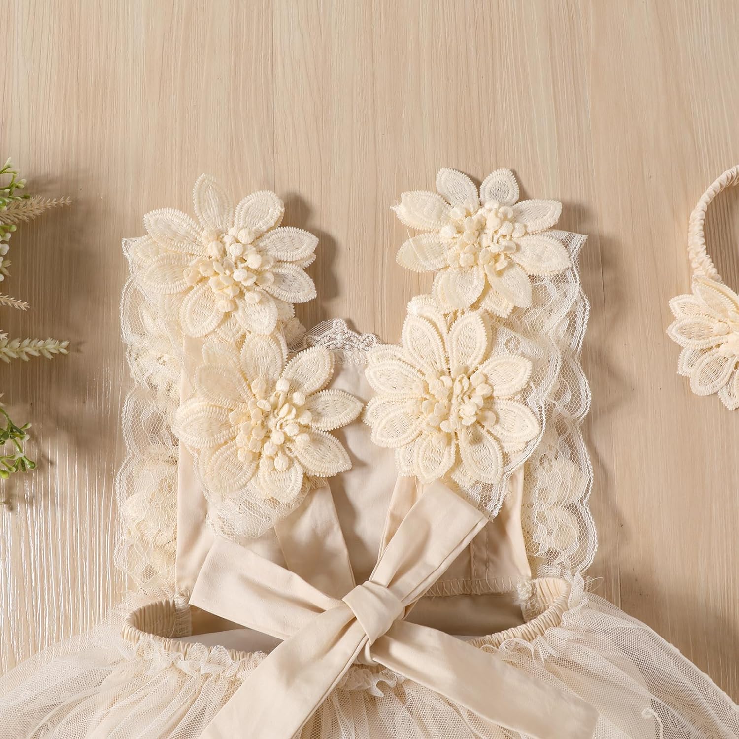 IBTOM CASTLE Newborn Toddler 1st Birthday Cake Smash Party Outfit Girl Flower Boho Lace Bodysuit Set Princess Sundress - Image 5