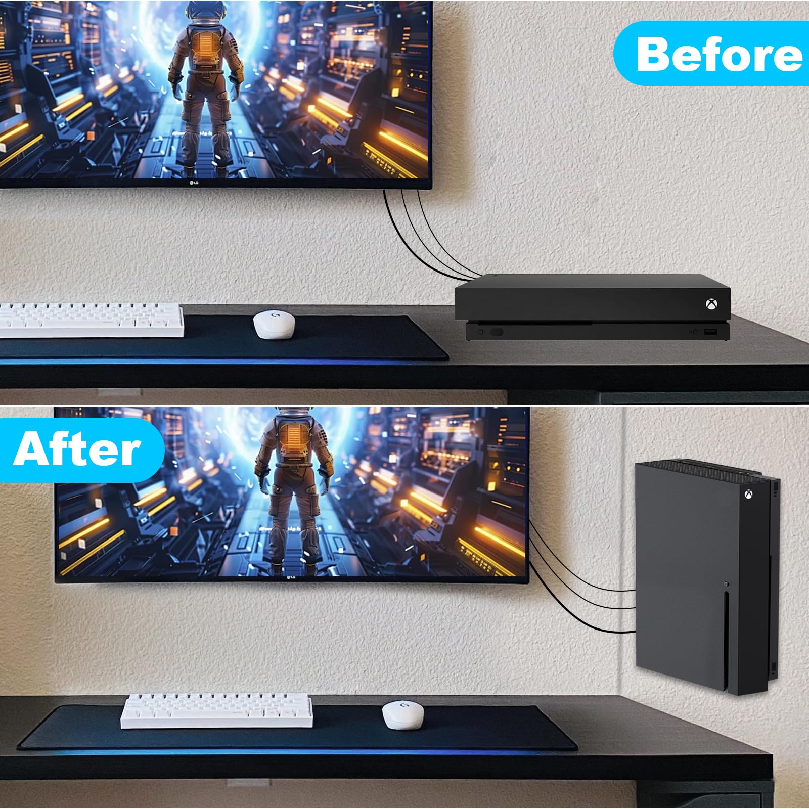 Xbox One X Wall Mount/Wandhalterung/Halterung, Vertikalständer, Konsolenständer, Vertikale Wandhalterung mit für Xbox One X Konsole