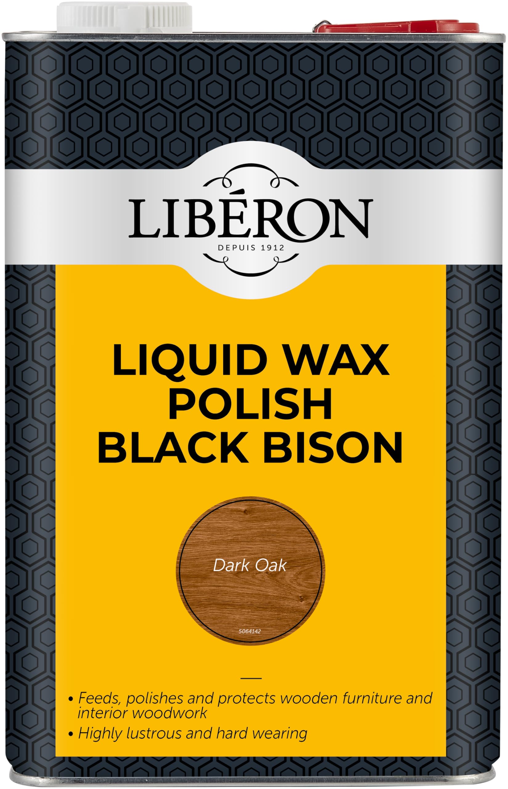 Libéron Liquid Wax Polish Black Bison - Traditional Fine Woodcare Formula - Nourishes, Protects & Provides a Hard-Wearing Shine - Ideal for Furniture & Large Surfaces - Dark Oak - 5 Litres