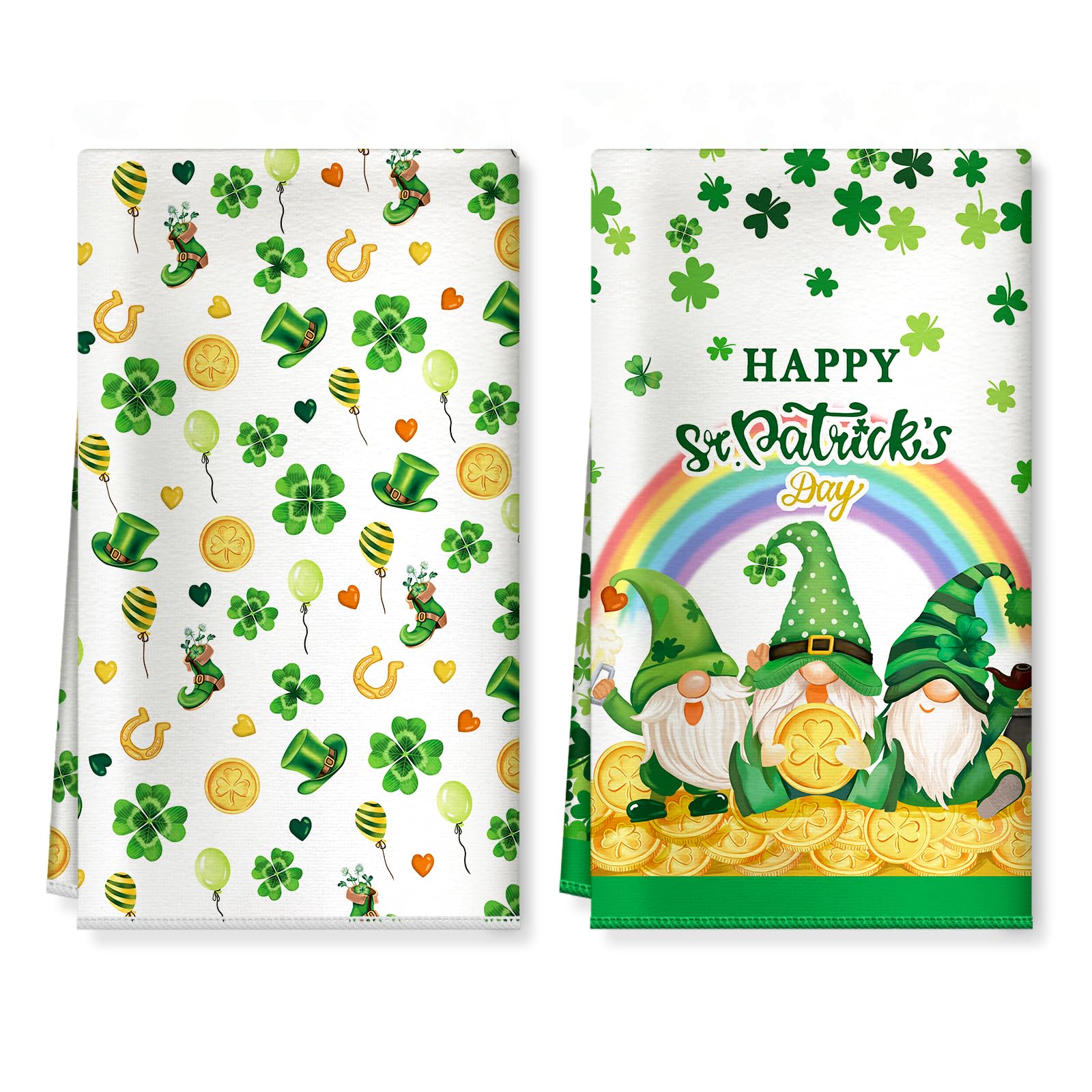 Toalla de cocina de microfibra de San Patricio, pack de 2 paños de gnomos absorbentes (40x60 cm)