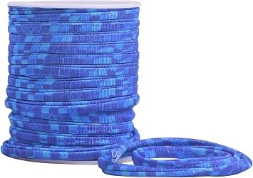 KONMAY 1 Roll 20 Yards 5.0mm Blue Rainbow Flat Soft Skinny Elastic Cord from Spanex and Nylon Fabric Stitched Stretchy Spandex Cord