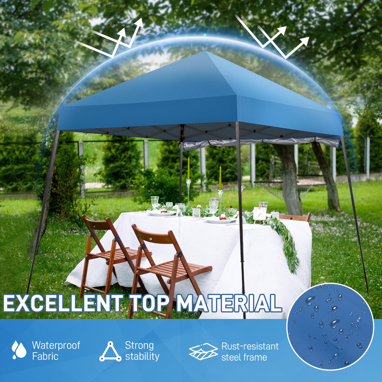 VINGLI Pop-Up Zelt 1,8 X 1,8 M - Faltbarer Pavillon Für Camping, Garten & Party, Wasserfest & Mit UV-Schutz, Inkl. Tragetasche
