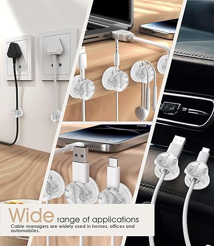 Miniatura 7 de Nearockle - Paquete de 8 organizadores magnéticos de cables [bloqueo giratorio para cables], clips para cables, soporte magnético fuerte mejorado,