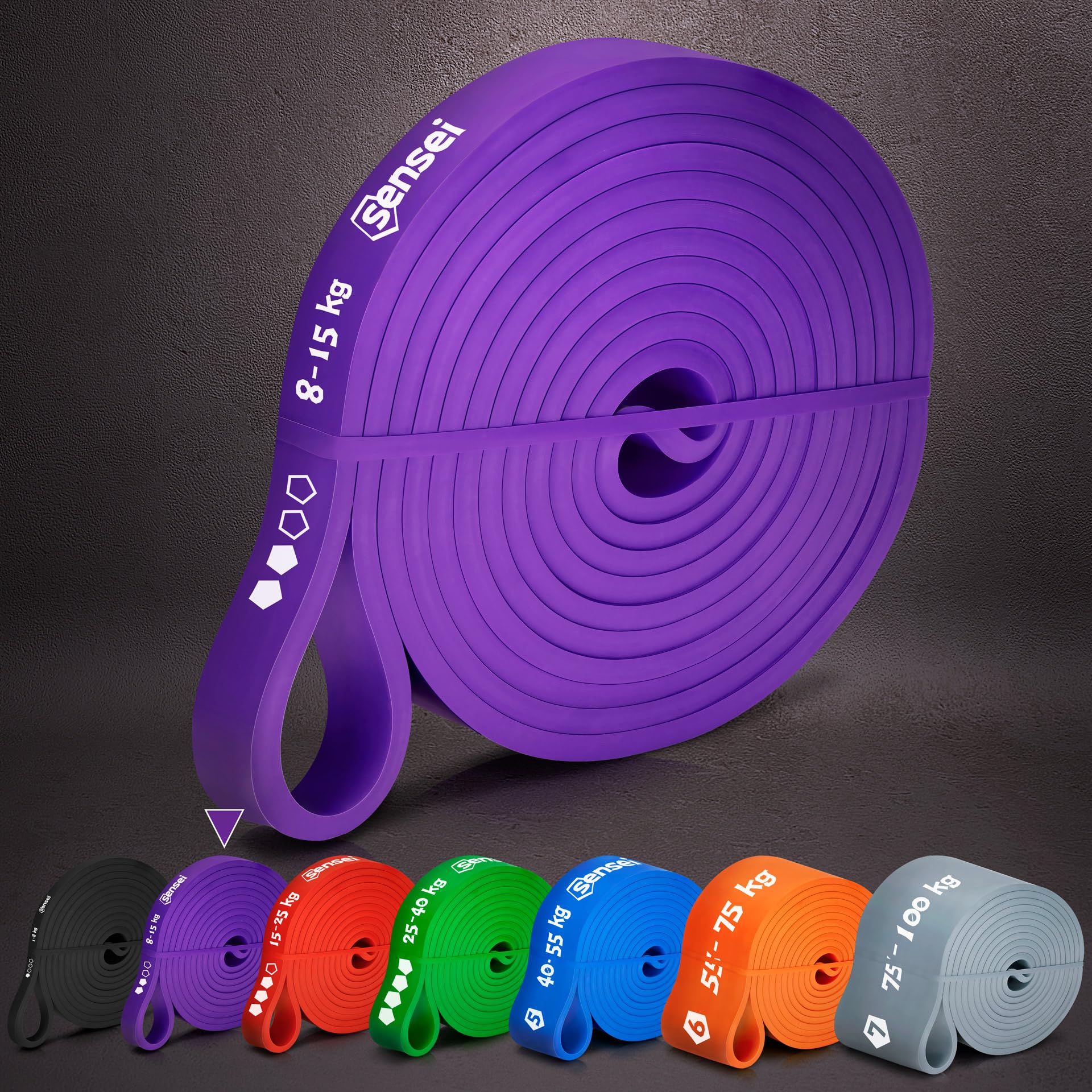 SENSEI Bande Élastique Musculation pour Traction & Sport – Élastique de Résistance en Latex Naturel – E-Book d'Exercices Inclus