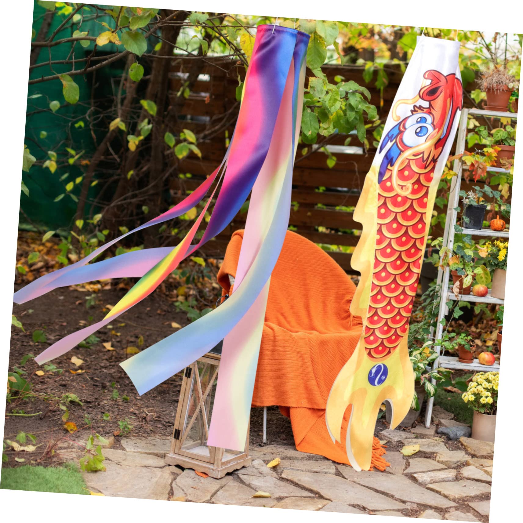Toddmomy 5 Set Bandiera del vento a forma di drago di grandi dimensioni decorazioni arredamento prato per Ornamento del giardino manica a vento appesa Panno in poliestere Arancia