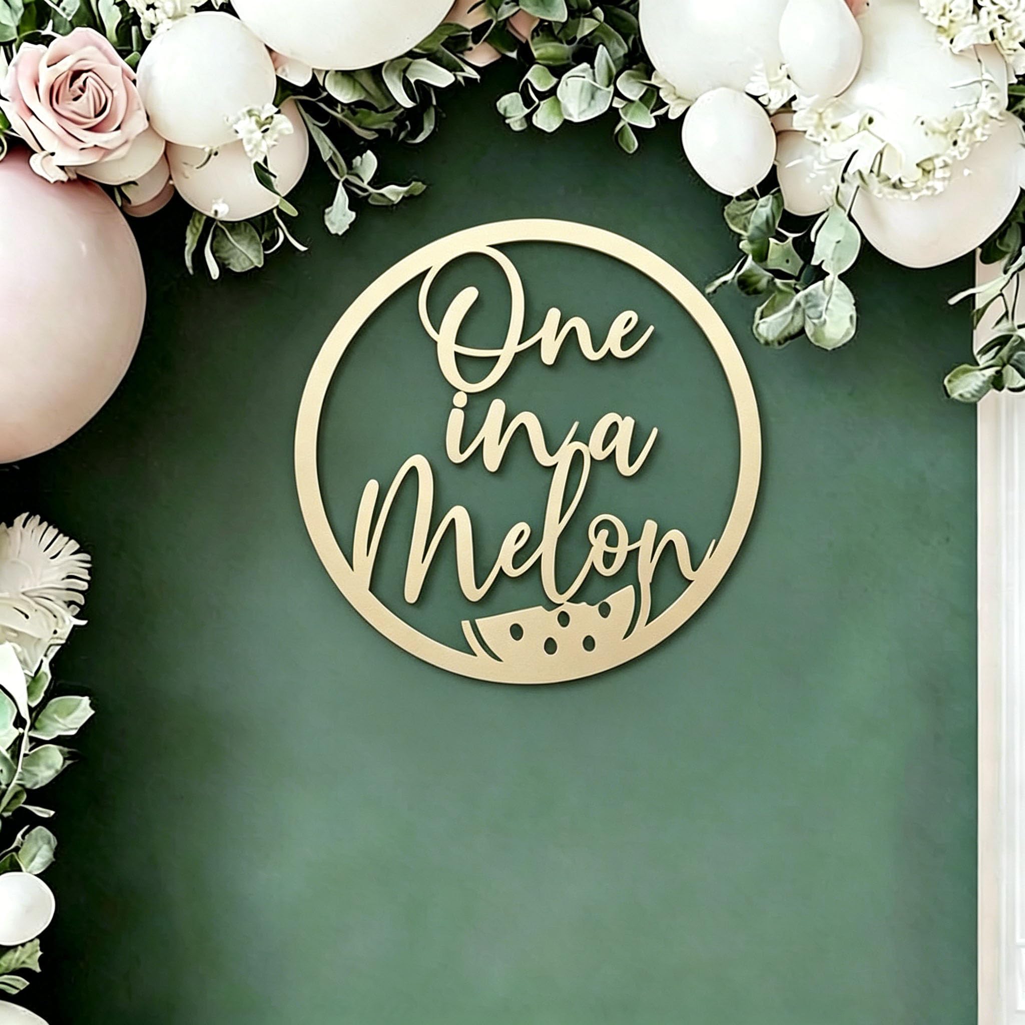 One in a Melon Sign for Background,Wooden Watermelon Theme 1st Party Supplies for Watermelon Birthday Decorations First Birthday Party Decor