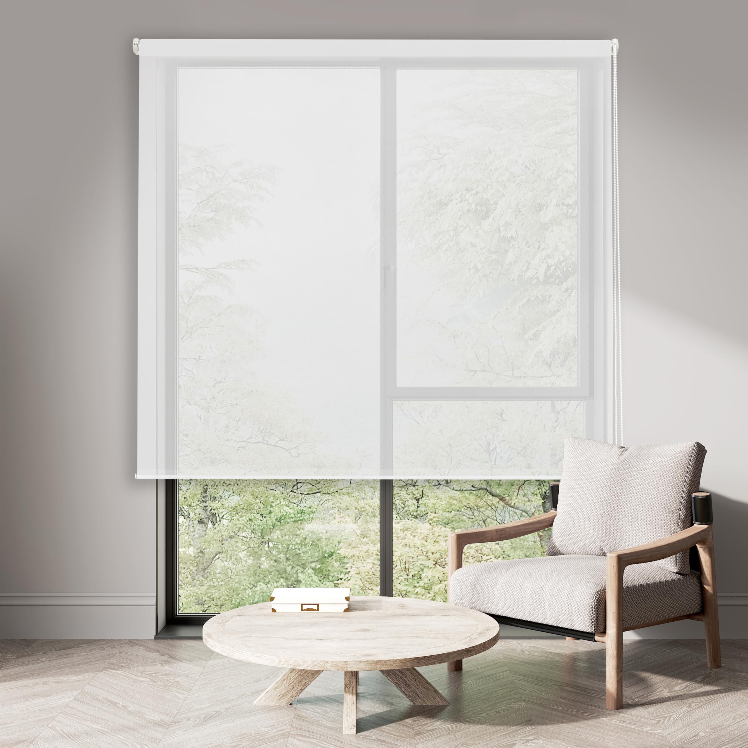 Blindecor | Aegean Model Blind | Roller Blind Screen 5% | 404 White - 120 x 180 | Fabric Measures 116 x 175 cm.
