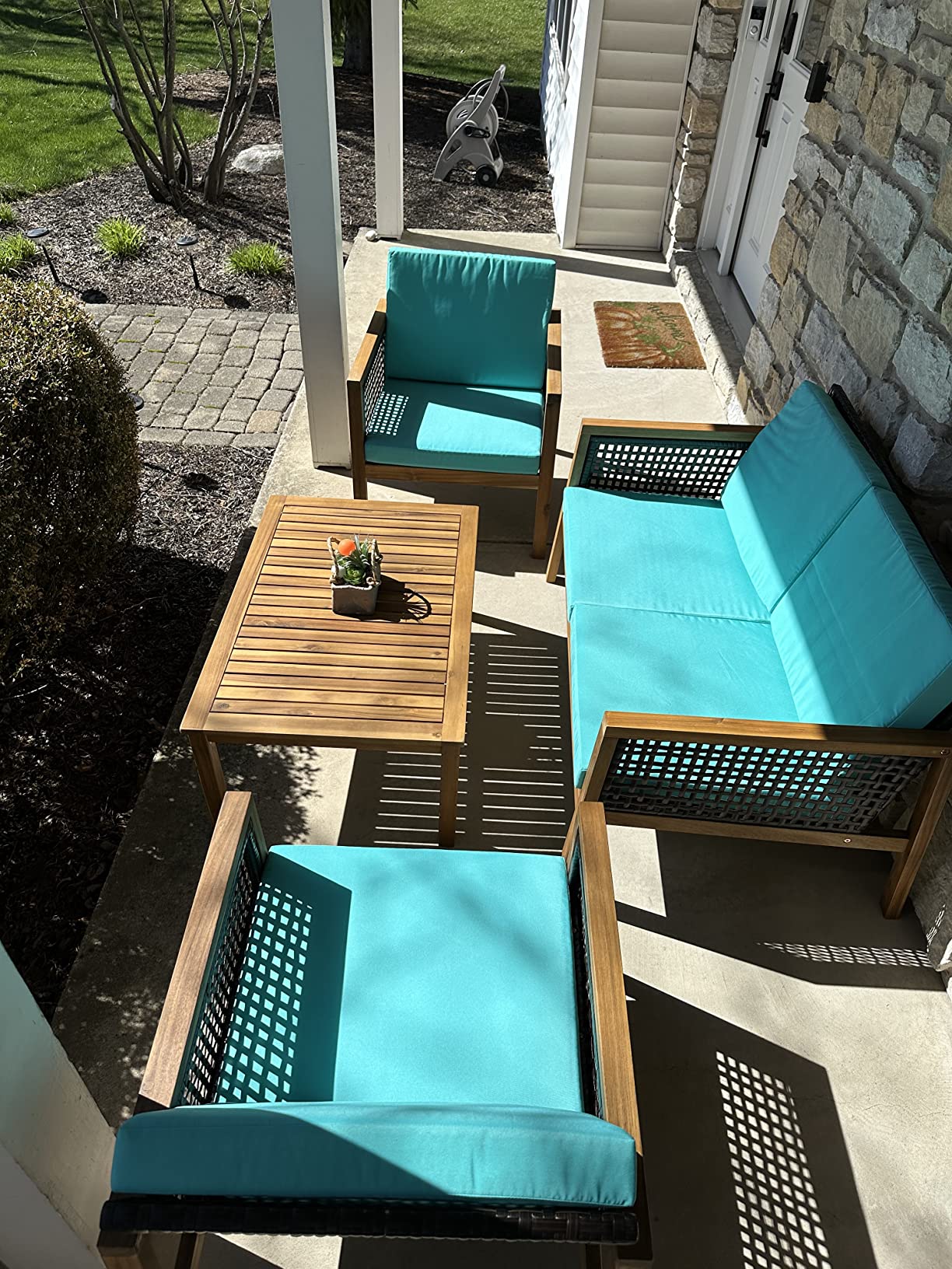 16/mo Finance PATIOJOY 4 Pieces Outdoor Acacia Wood Furniture Set