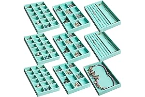 Frebeauty Turquoise Jewelry Organizer Tray: Stackable Storage Solution for Jewelry Lovers