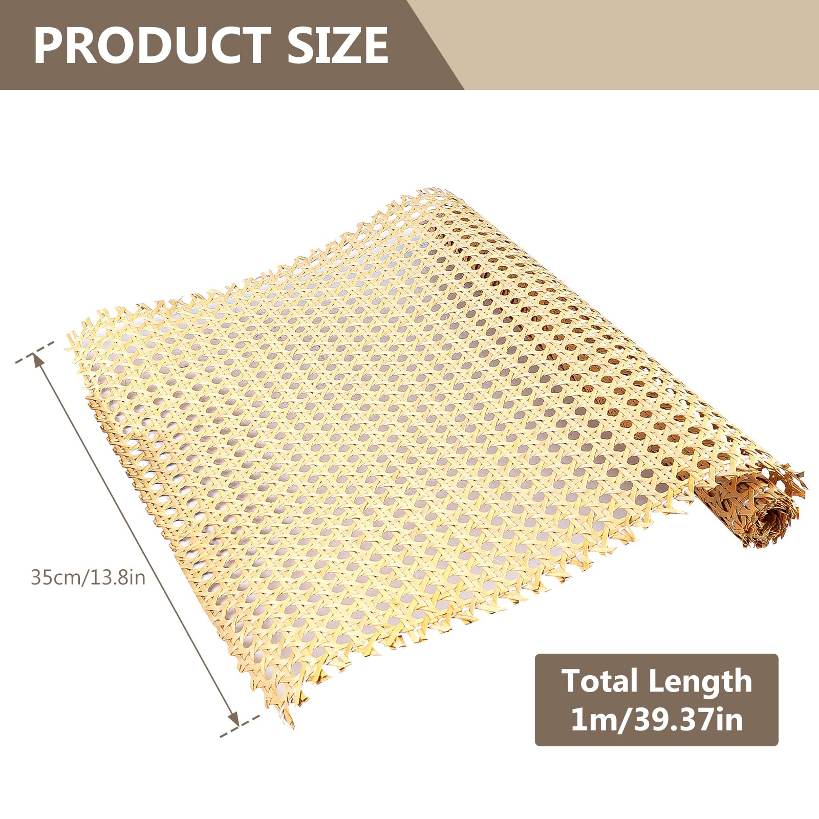 Rattan Geflecht, 35 x 100cm Schimmelfest Rattan Gurtband, Wiener Geflecht, Handgemachtes Rattan Kunsthandwerk für DIY Möbeldekoration, Wabengeflecht Stuhlflechtrohr, Flechtrohrgewebe, Heimdekoration