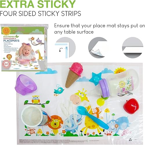 Miniatura 4 de Manteles desechables de safari para mesa 60 piezas para niños niños pequeños y bebés perfecto para usar como manteles individuales de restaurante