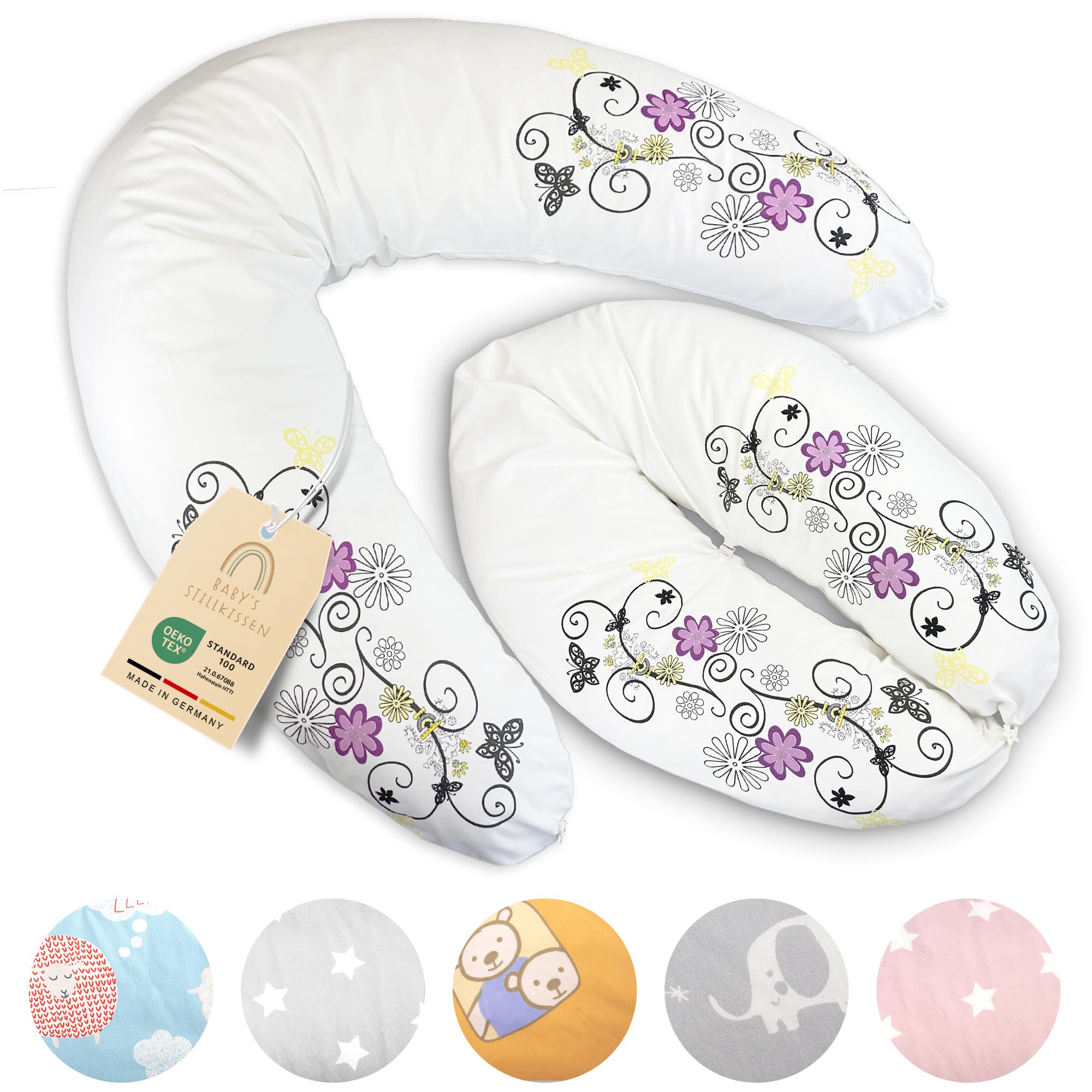 Baby's Stillkissen XXL - 190cm Schwangerschaftskissen mit Bezug - Geprüftes Schwangerschaft Kissen für Baby & Erwachsene - Kuscheliges Stillkissen Seitenschläferkissen & Lagerungskissen Erwachsene