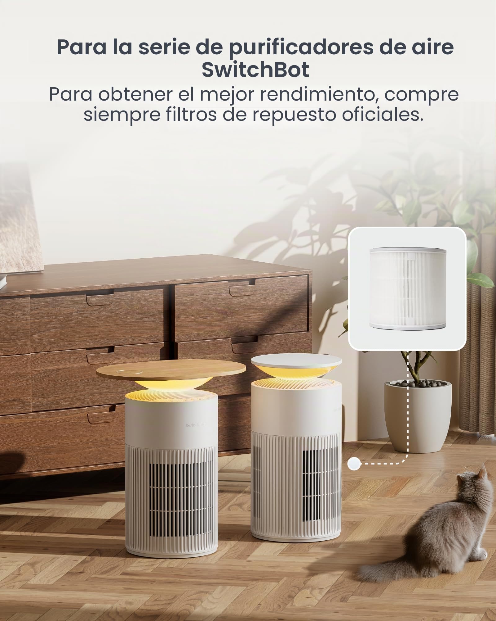 SwitchBot Filtro de repuesto para purificador de aire para mascotas, paquete de 2, filtro 3 en 1 para purificador de aire SwitchBot
