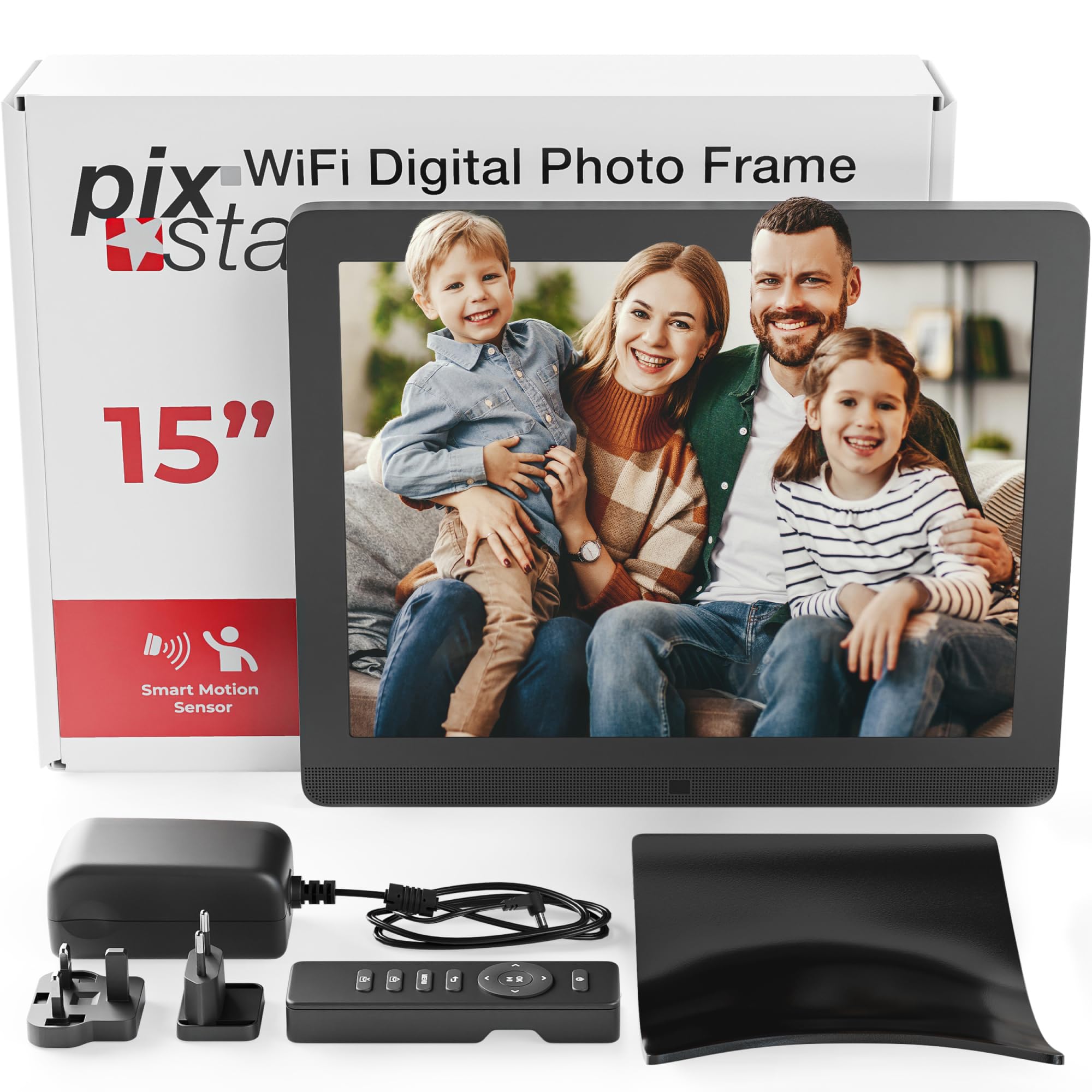 Pix Star Cadre Photo Numérique WiFi, USB - Écran IPS 15 Pouces - Cadeau > Famille - Album Photo Numérique