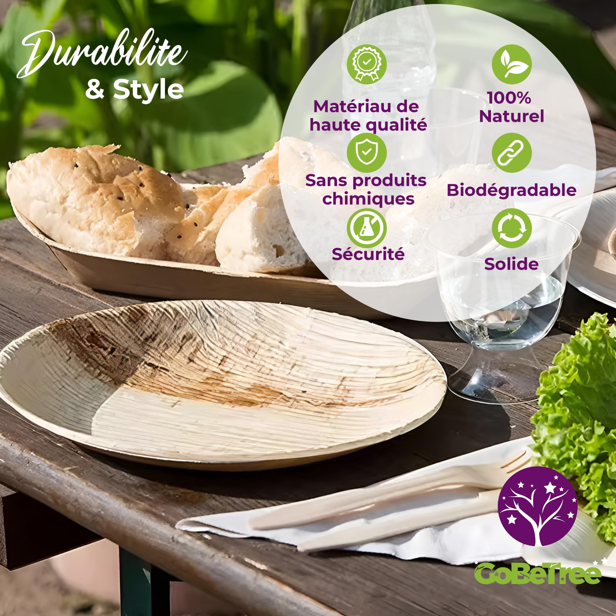 25 Assiettes Jetables En Feuille De Palmier 25 Cm - Écologiques Et Résistantes - Pour Barbecue, Fête, Pique-nique