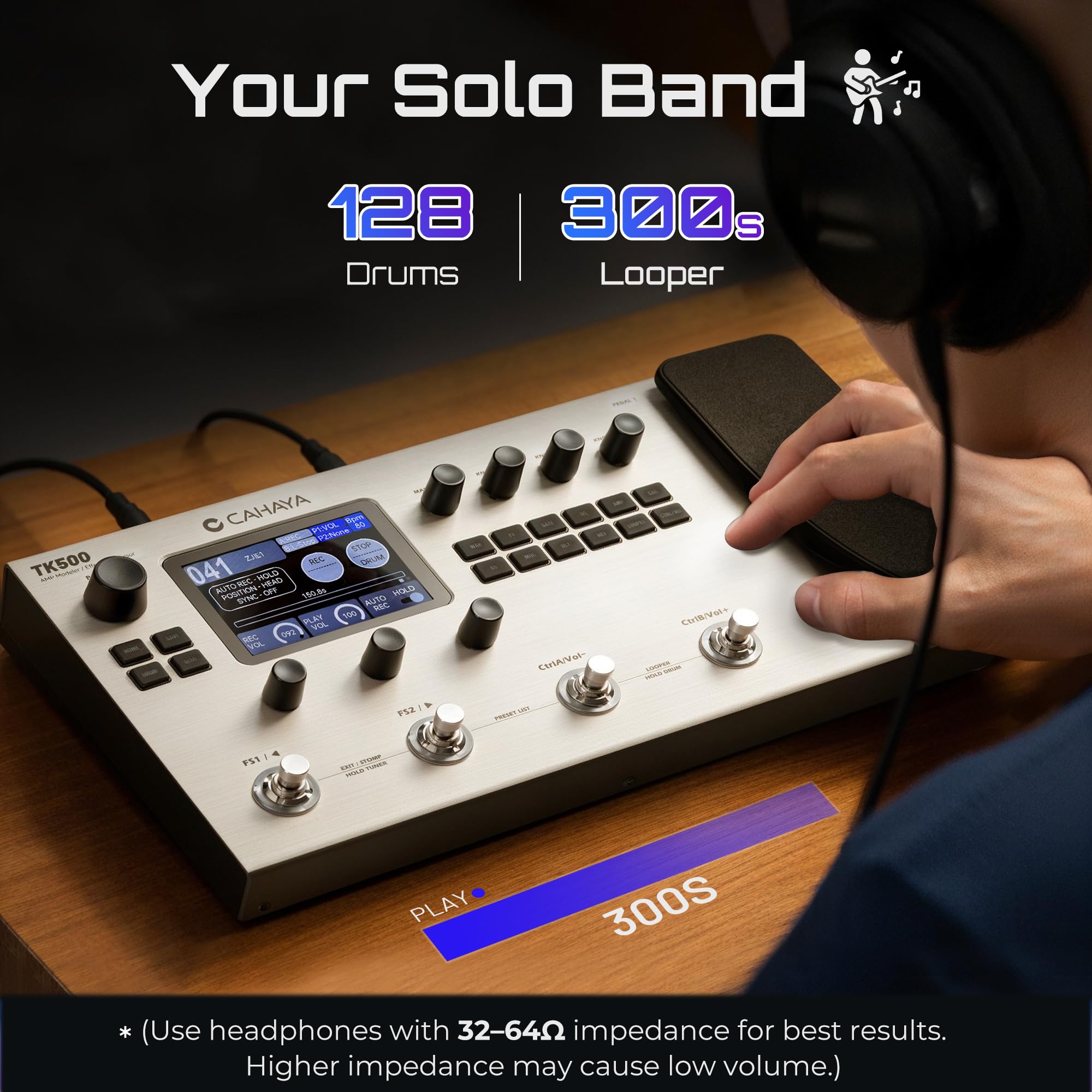 CAHAYA Pedaliera per chitarra multieffetti: qualità professionale con 320 effetti, 120 modelli di amplificatori, simulazioni di cabinet Looper IR, processore multi effetto, pedaliera per chitarra
