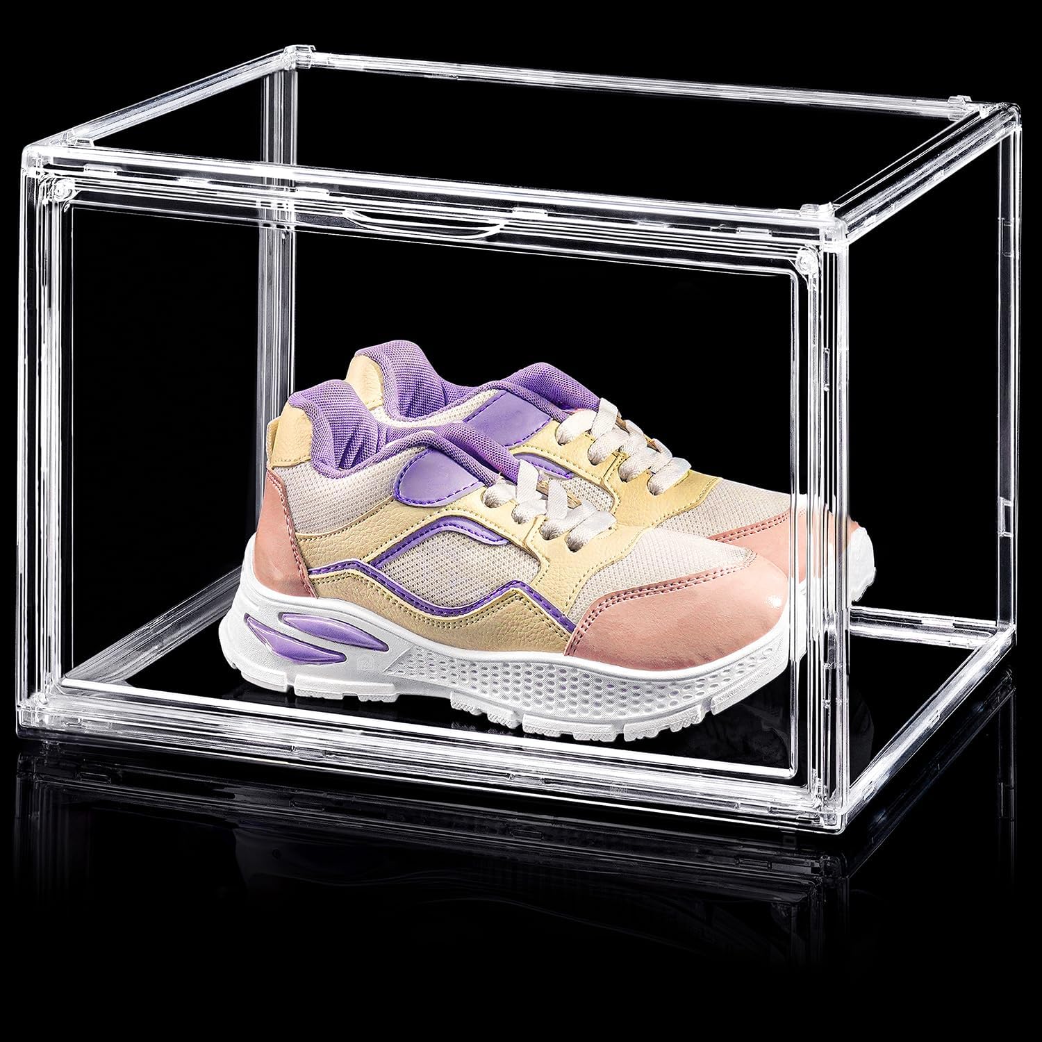 Clear Acrylic Shoe Storage Box 36x27x23 cm, 1 Pack | Stackable Design, Magnetic Drop-Front Door, Fits Men Size 13, 360° Transparent View, For Sneakers & Boots-image-34