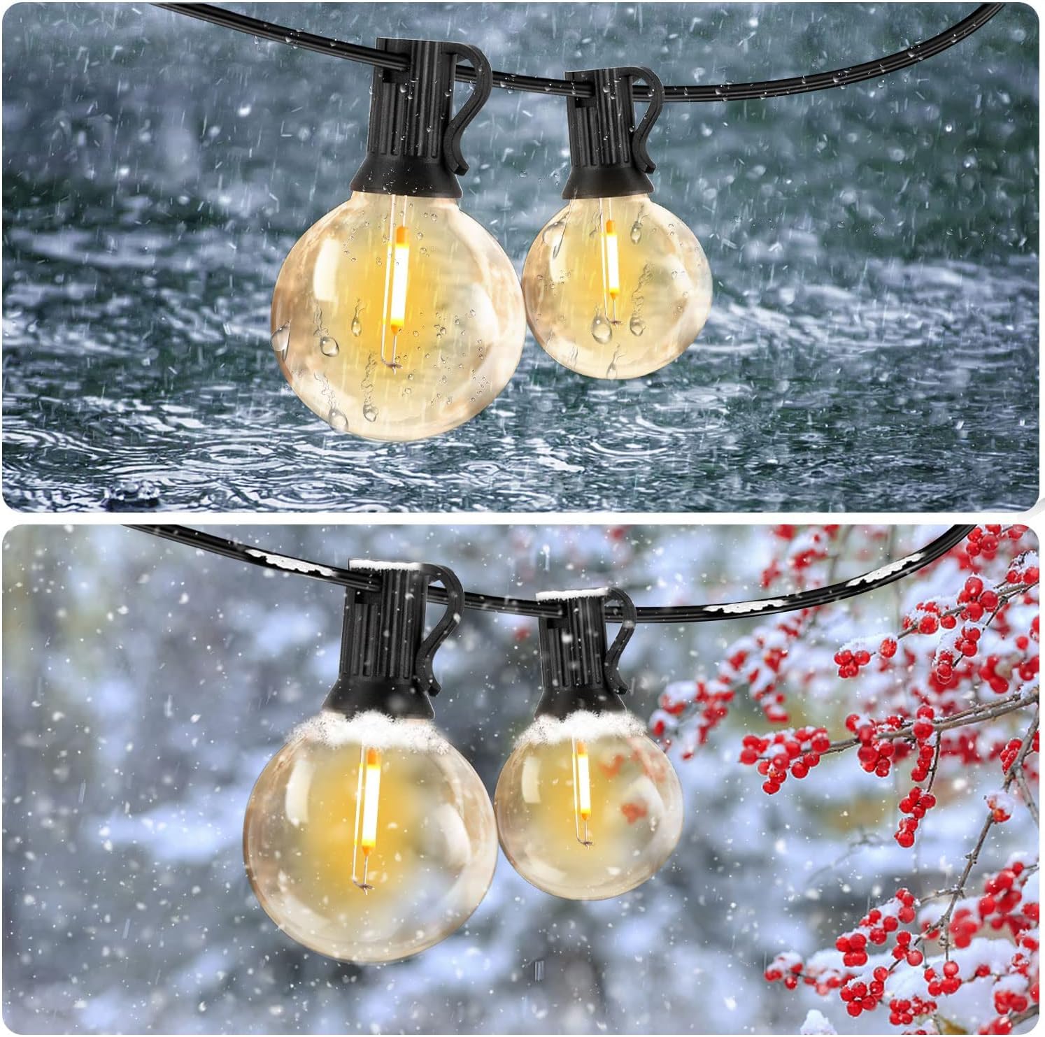 Catena Luminosa Solare Elegear 19m Con Telecomando - 25+2 Lampadine G40, 4 Modalità, Impermeabile IP44 - Foto 3