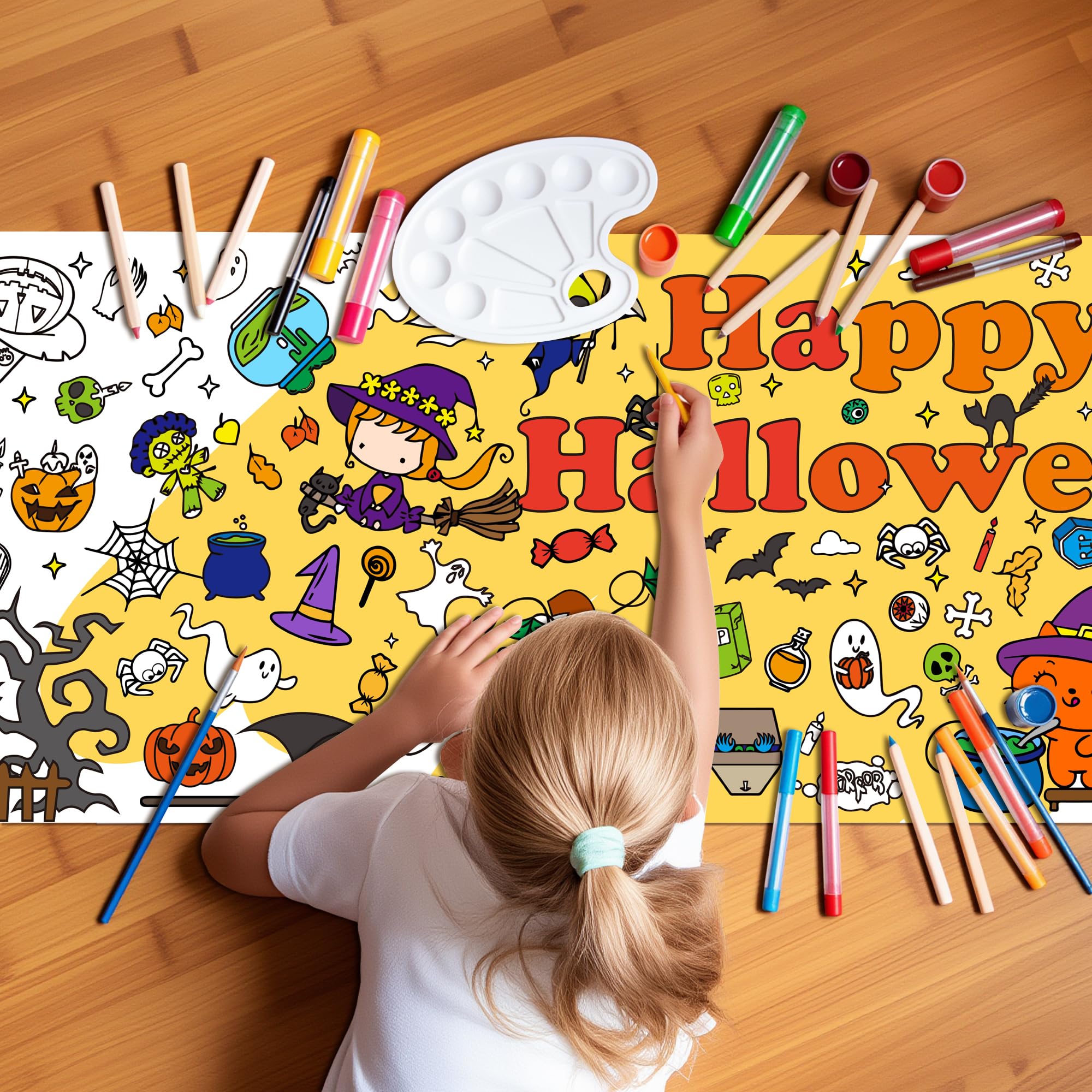 Crafts Halloween Children, Colouring Tablecloth Christmas (183 x 79 cm)