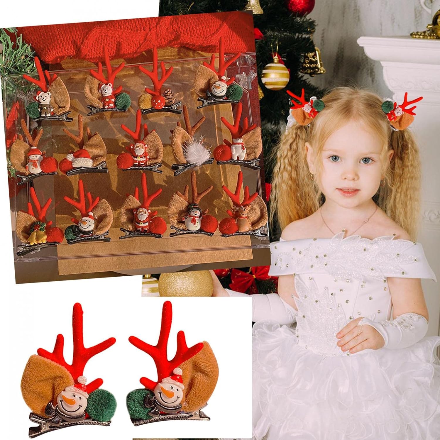 Christmas Hair Clips Reindeer Antlers Hair Clips Cute Hair Pins Xmas Party Cosplay Hair Pieces Hair Accessories for Adults and Children (Pack of 2) : Beauty & Personal Care