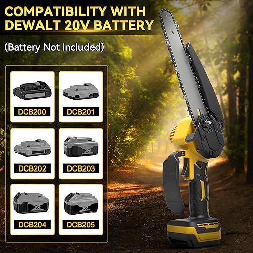 Miniatura 8 de Sierra de poste eléctrica 2 en 1 de 8 pulgadas, mini motosierra inalámbrica compatible con batería Dewalt de 20 V con telescopio de 2.5 M,