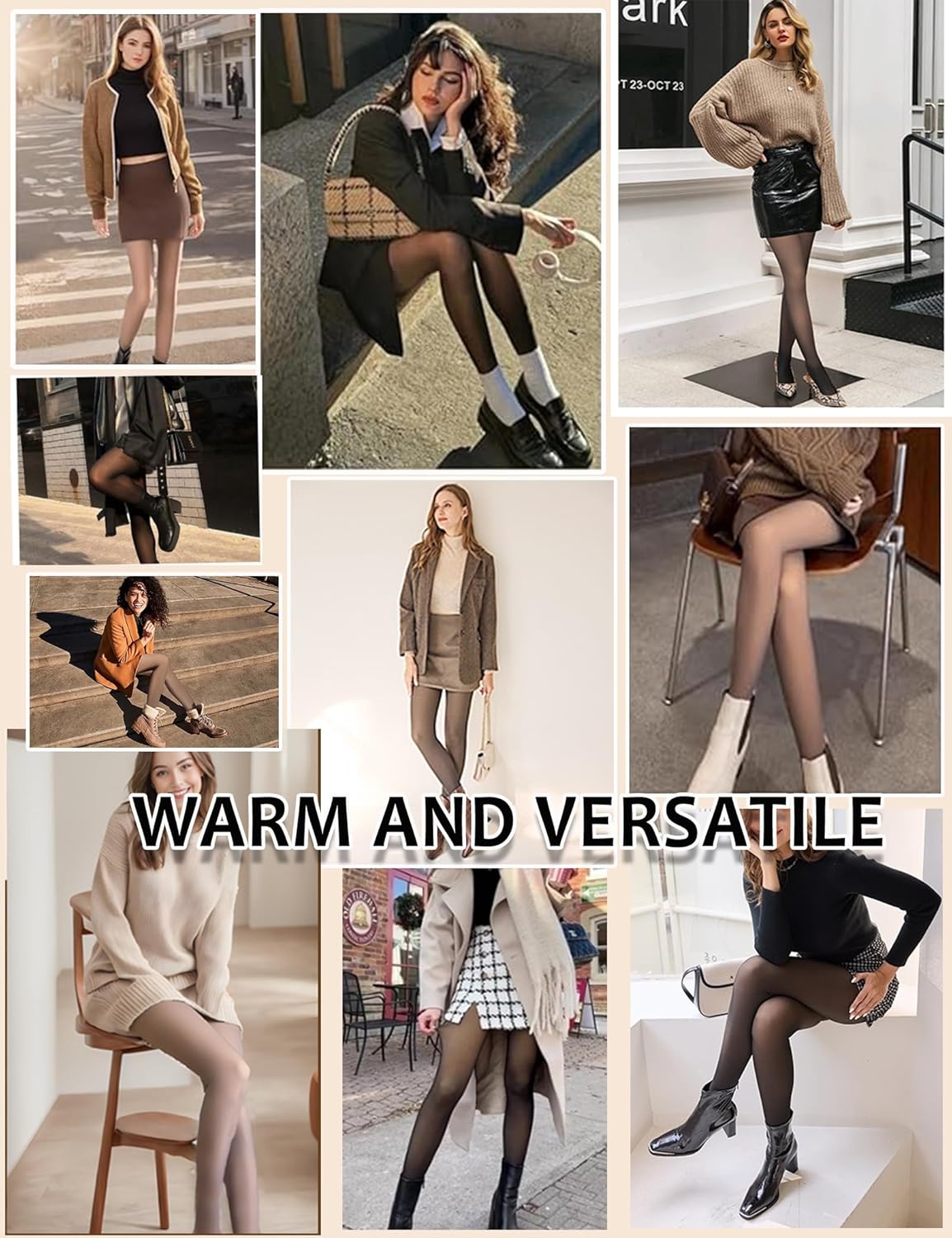 Fleece Lined Tights for Women, Fake Translucent Thermal Leggings High Waisted Warm Pantyhose Sheer Stocking in Winter - Image 6