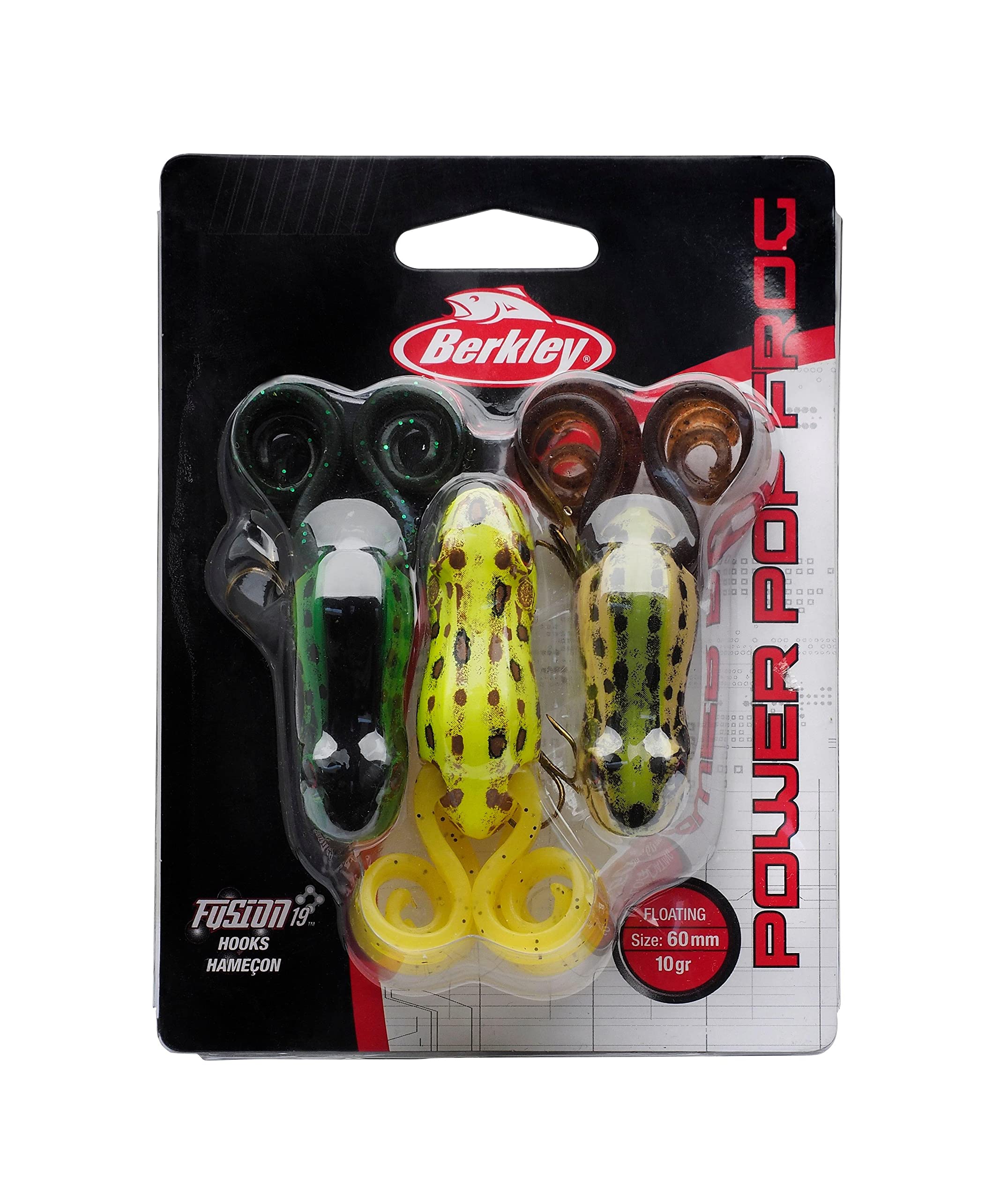 Berkley Unisex Adult Frenzy Power Pop Frog Hard Bait, Assorted, 60 mm
