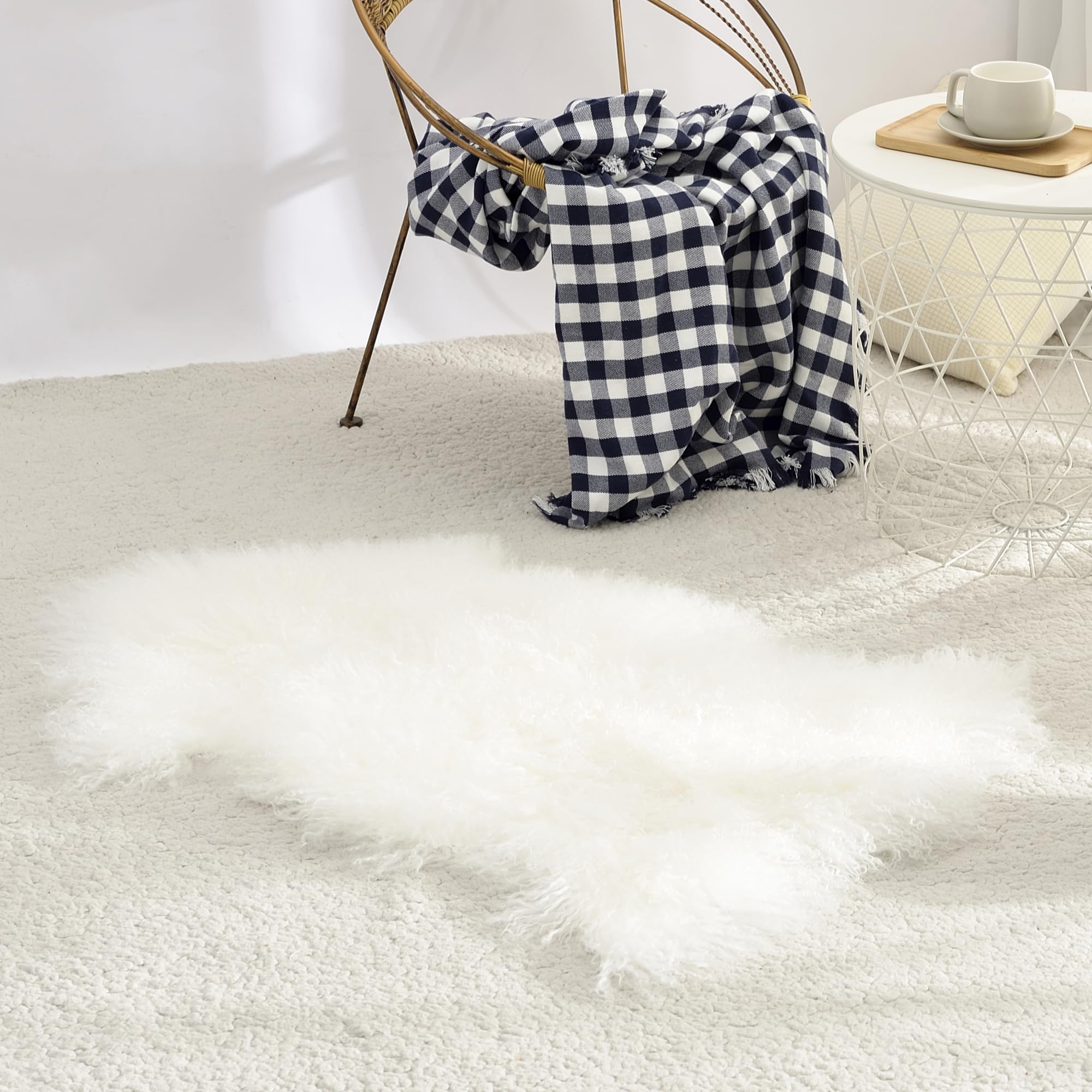 Tapis en peau de mouton véritable Blanc 0,6 x 0,9 m