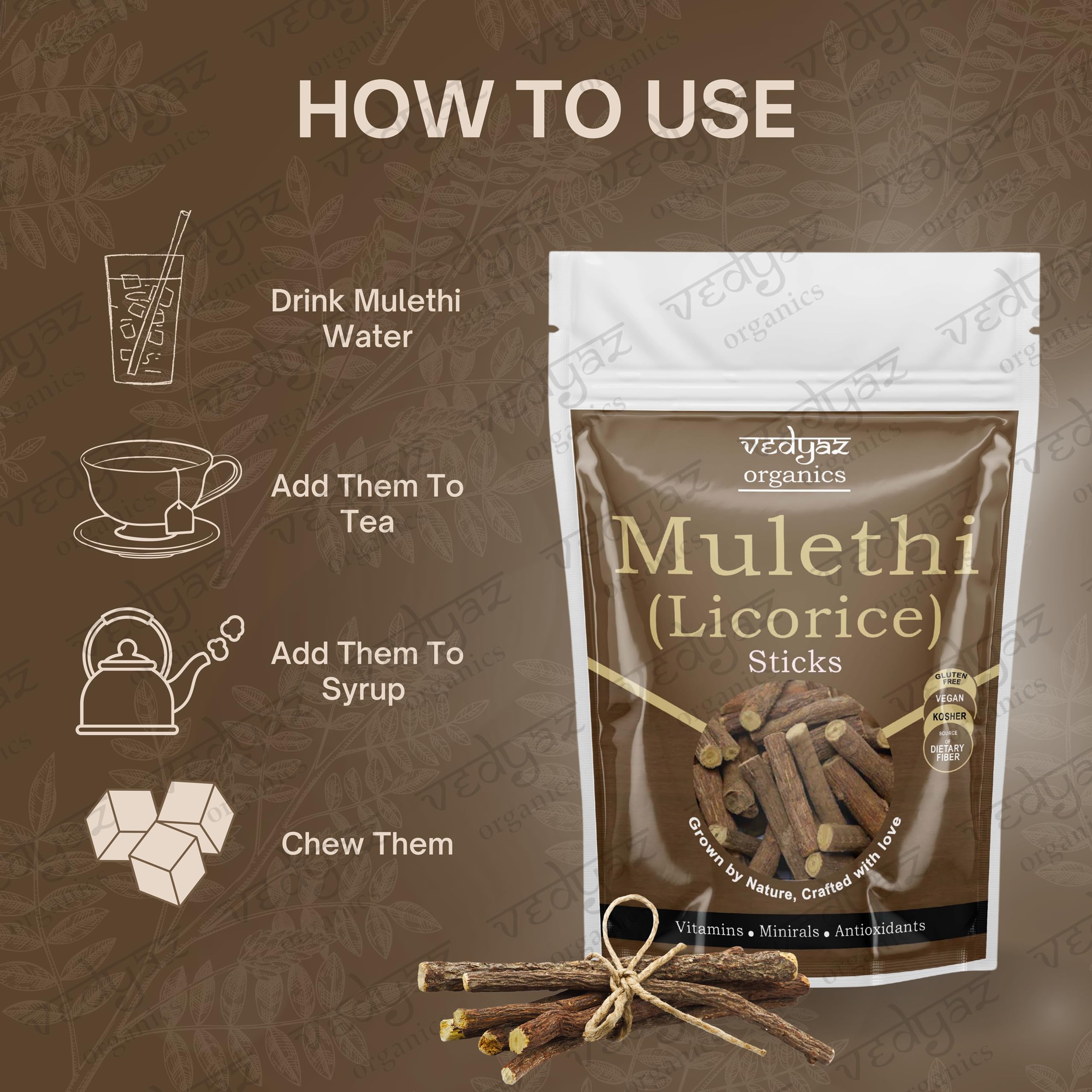 Organic Mulethi Stick - 100gm - Licorice root Sticks/Yastimadhu/Glycyrrhiza glabra For Eating — Amazon image 4