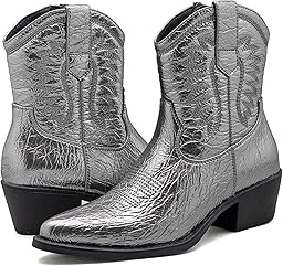 GLOBALWIN Women's Western Charm Cowgirl Boots Mid Calf Comfy Cowboy Boots For Women With Pointed Toe