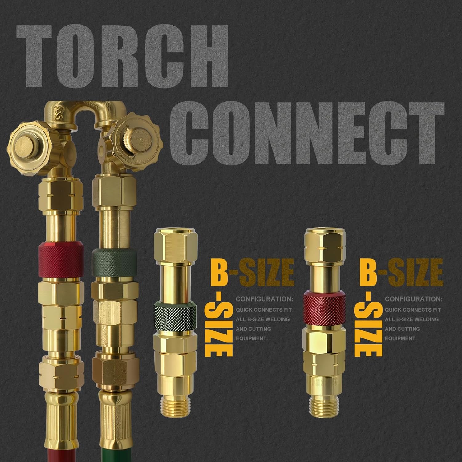 ‎AWLOLWA QDB10 Oxy Acetylene Quick Connects Set, Fit 9/16"-18 B Fittings, Hose to Torch Quick Connect, brass, with Check Valves