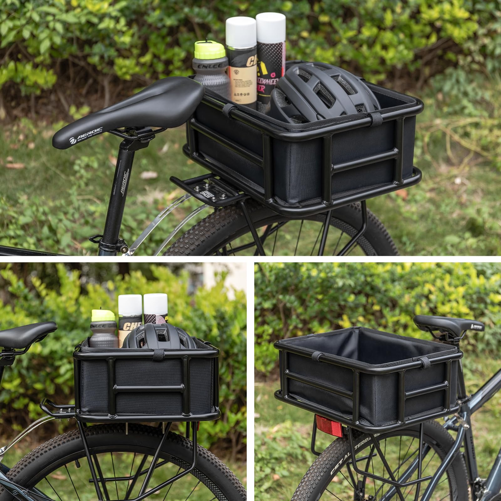 CXWXC Panier arrière de vélo – Grand panier arrière de vélo avec filet de chargement et doublure – Panier arrière pour vélo, vélo électrique, vélo électrique