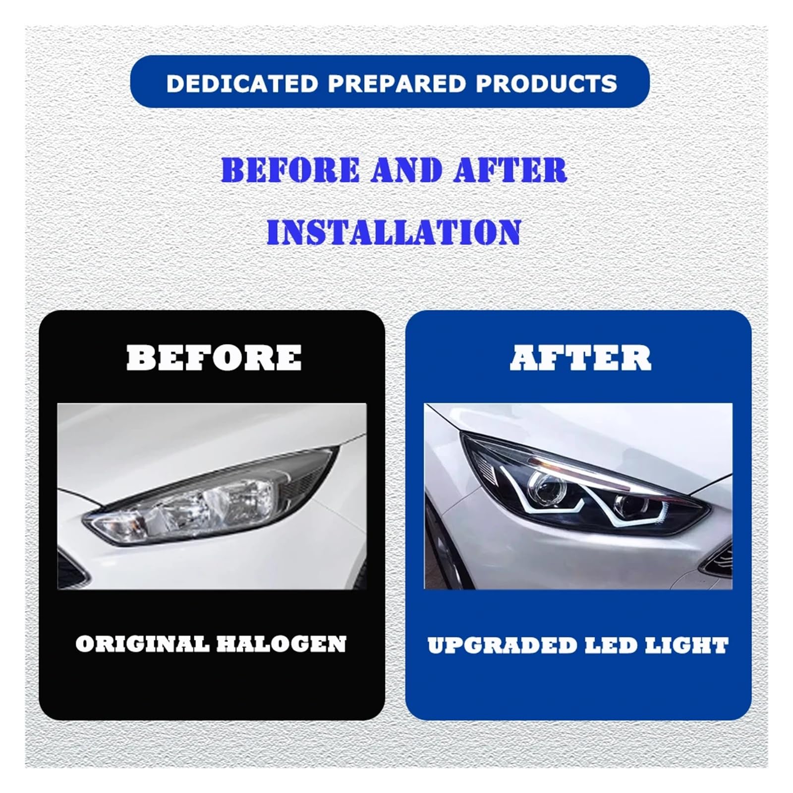 Pasuje do Ford Focus 15-18 w nowym stylu pełna dioda LED DRL reflektor samochodowy montaż sygnału akcesoria samochodowe zmodyfikowana lampa stylizacja reflektory LED(Low and high led)
