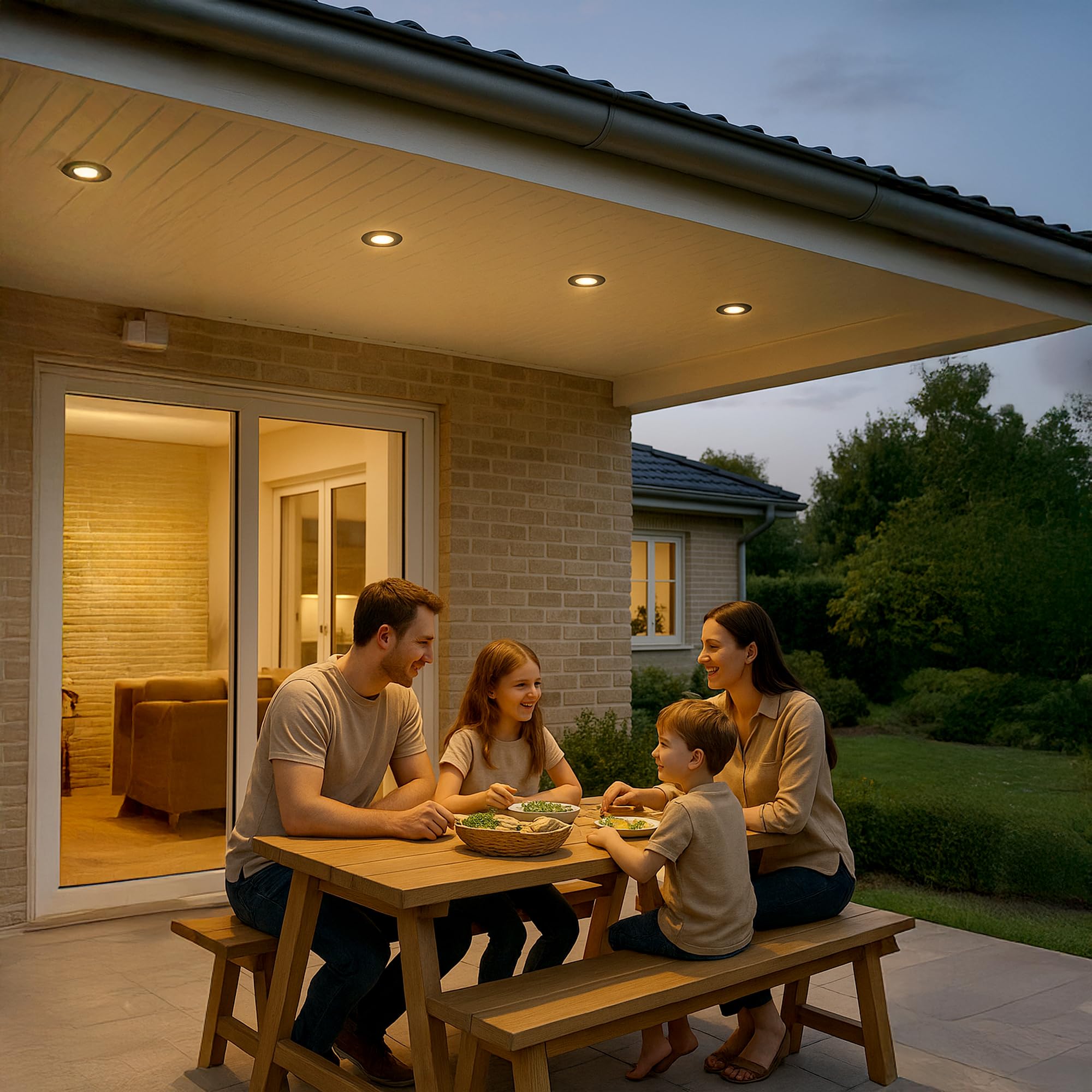 SSC-LUXon Beda - 10 faretti da incasso, colore nero, rotondo, piatto, IP65, per GU10 (senza lampadine), per bagno ed esterni