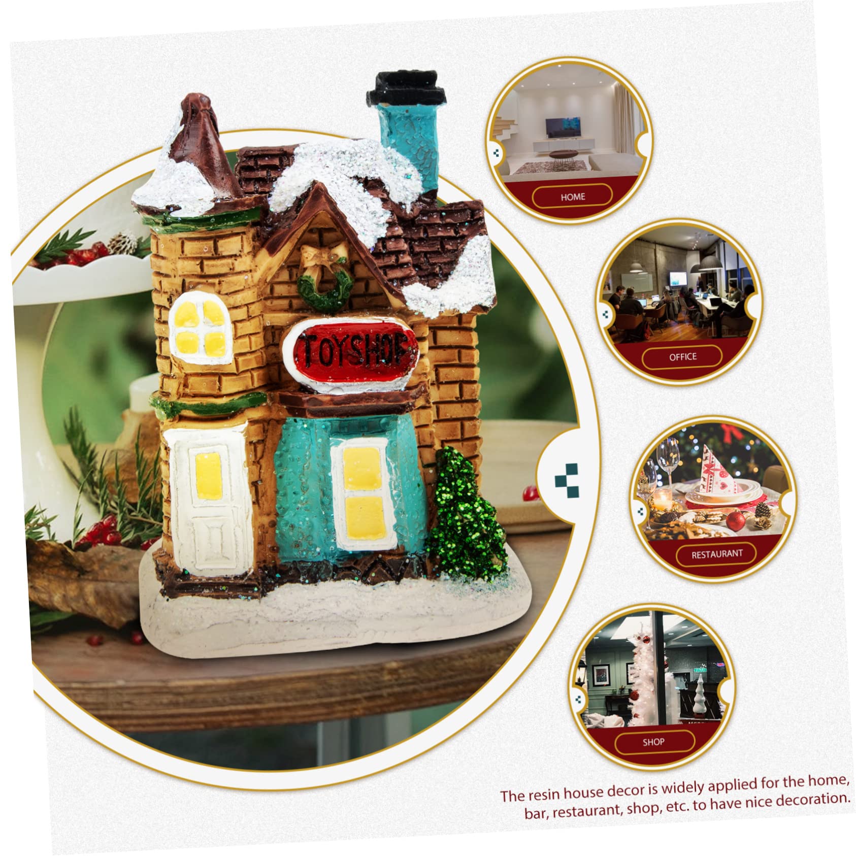Cabilock 4 Piezas Pueblo De La De Navidad Led De Navidad Ornamento De La De Navidad Iluminar La De Navidad Pueblo Navideño En Miniatura Mini Pueblo Navideño Decoración Resina