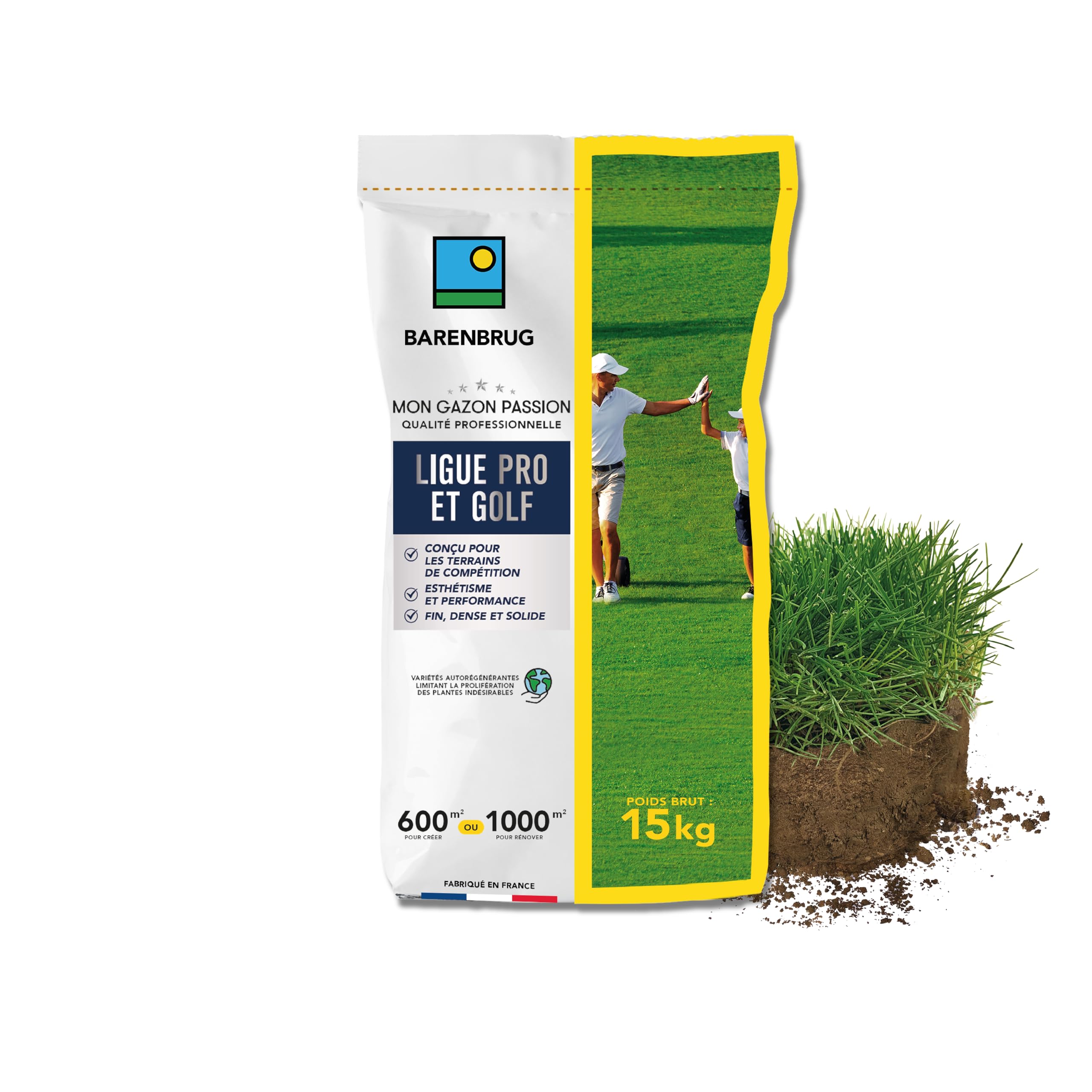Gazon Ligue Pro et Golf pour terrains de compétition esthétique performant 15KG