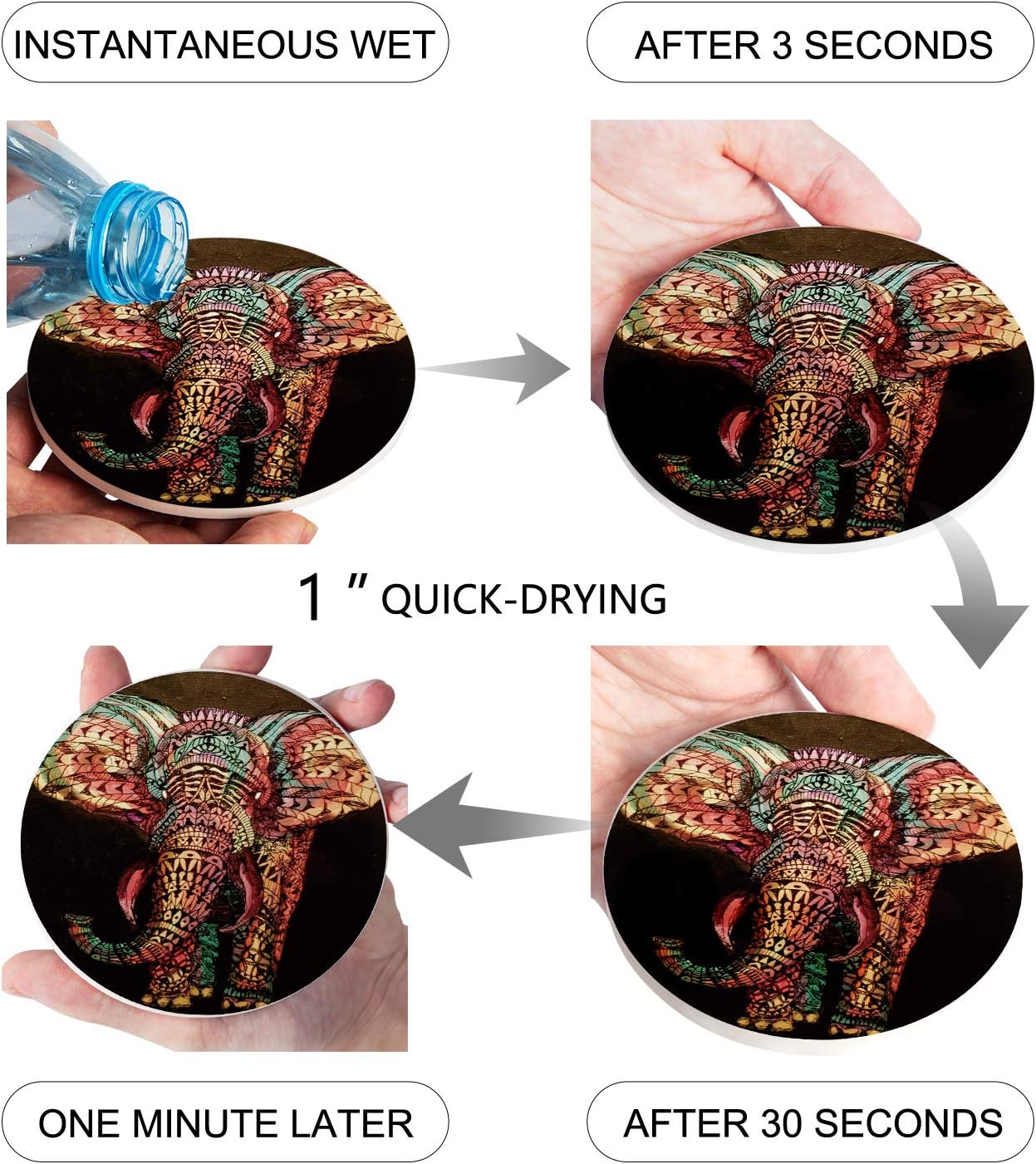 Bеѕt Cуbеr Mоndау 🔥 Colorful Elephant Boho Coasters for Drinks Absorbent Ceramic Coasters with Natural Cork Base Stone Coasters Perfect Housewarming Hostess Gift for Birthday,New Home,Living Room Decor 4pc Bеѕt Prоmо Colorful Elephant Boho Coasters for Drinks Absorbent Ceramic Coasters with Natural Cork Base Stone Coasters Perfect Housewarming Hostess Gift for Birthday,New Home,Living Room Decor 4pc