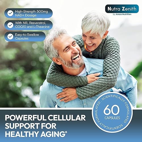 Miniatura 8 de Suplemento NAD+ con ribósido de nicotinamida (alternativa NMN), CoQ10 y resveratrol - 60 cápsulas para un apoyo saludable al envejecimiento, impulso