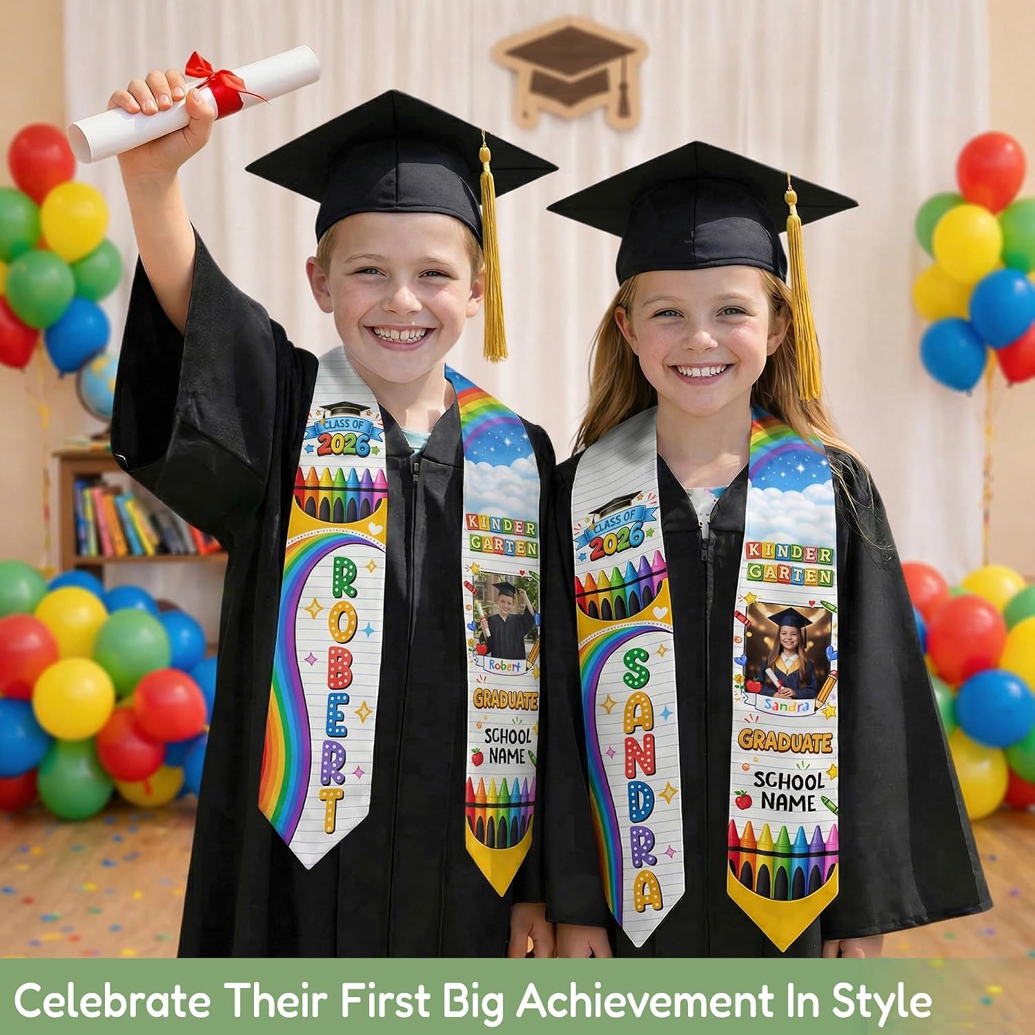 Custom Graduation Stole, Kindergarten Graduation Sash, Preschool Graduation Sash, Custom Stole