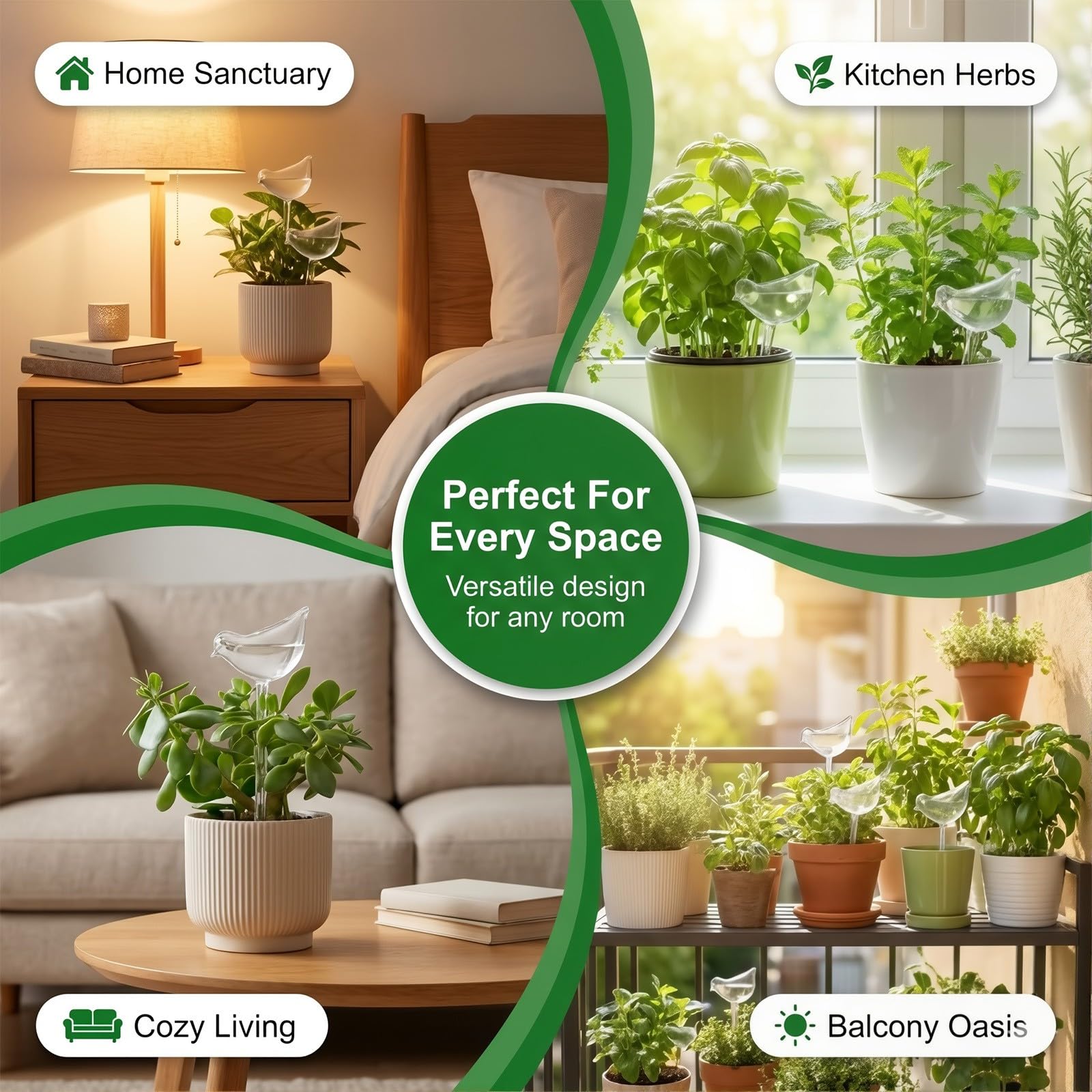 Lot de 8 Goutteurs d'eau pour Plantes, Arroseur pour plantes en forme d'oiseau transparent, Globes d'arrosage automatique en plastique, Ampoules à arrosage automatique pour jardin intérieur extérieur