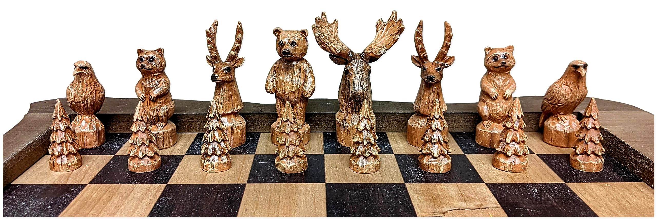 Amazon.com: The Bridge Collection Forest Crowd Chessboard - Wooden