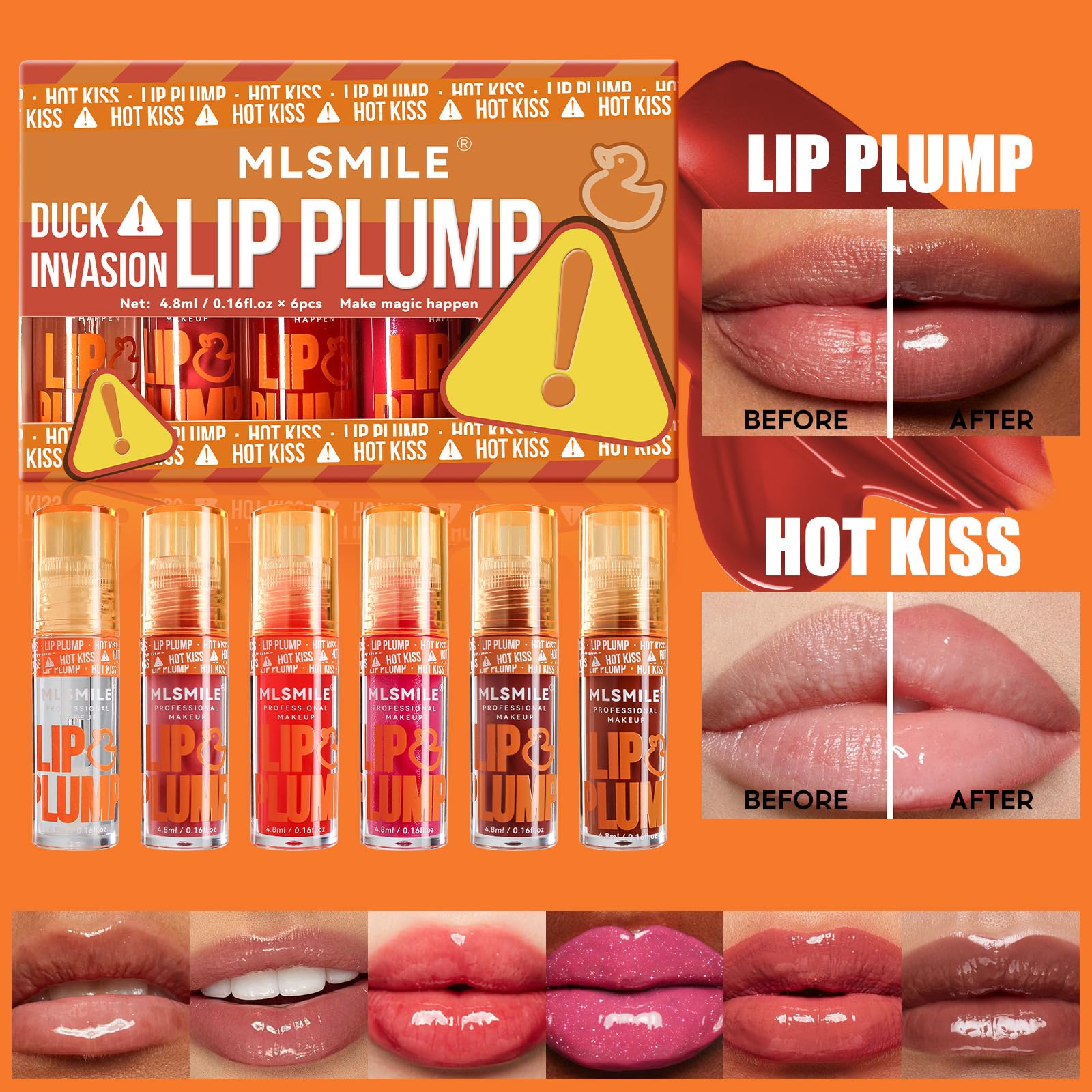 Amazon.com : Charm Kiss 6 Colors Duck Lip Plumper Gloss, Glitter