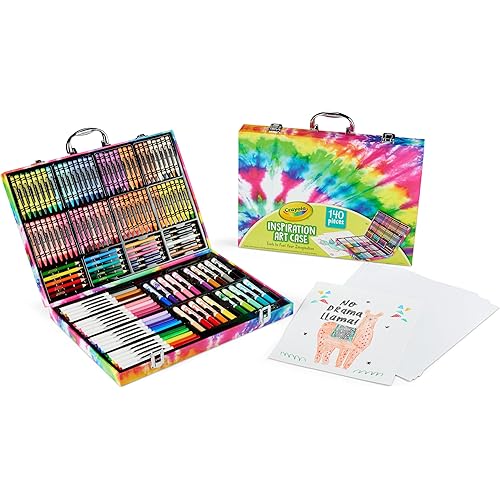 Crayola Inspiration Art Case Coloring Set - Tie-Dye (140ct), Art Supplies Set For Kids, Travel Drawing Kit, Holiday & Christmas Gift for Girls & Boys, Ages 5+ [Amazon Exclusive]