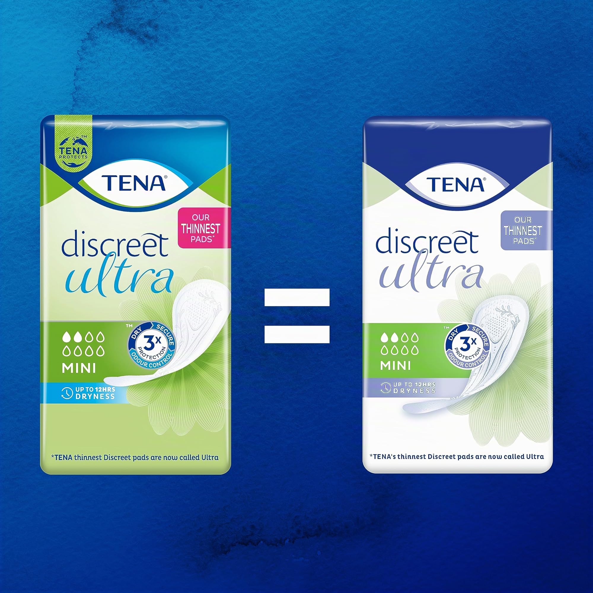 TENA Discreet Mini Ultra 6 x 20 - son nuestras compresas más finas y ofrecen protección discreta y segura para las pérdidas de orina leves - 120 Bolsitas Individuales - Paquete Mensual. Ultrafina.