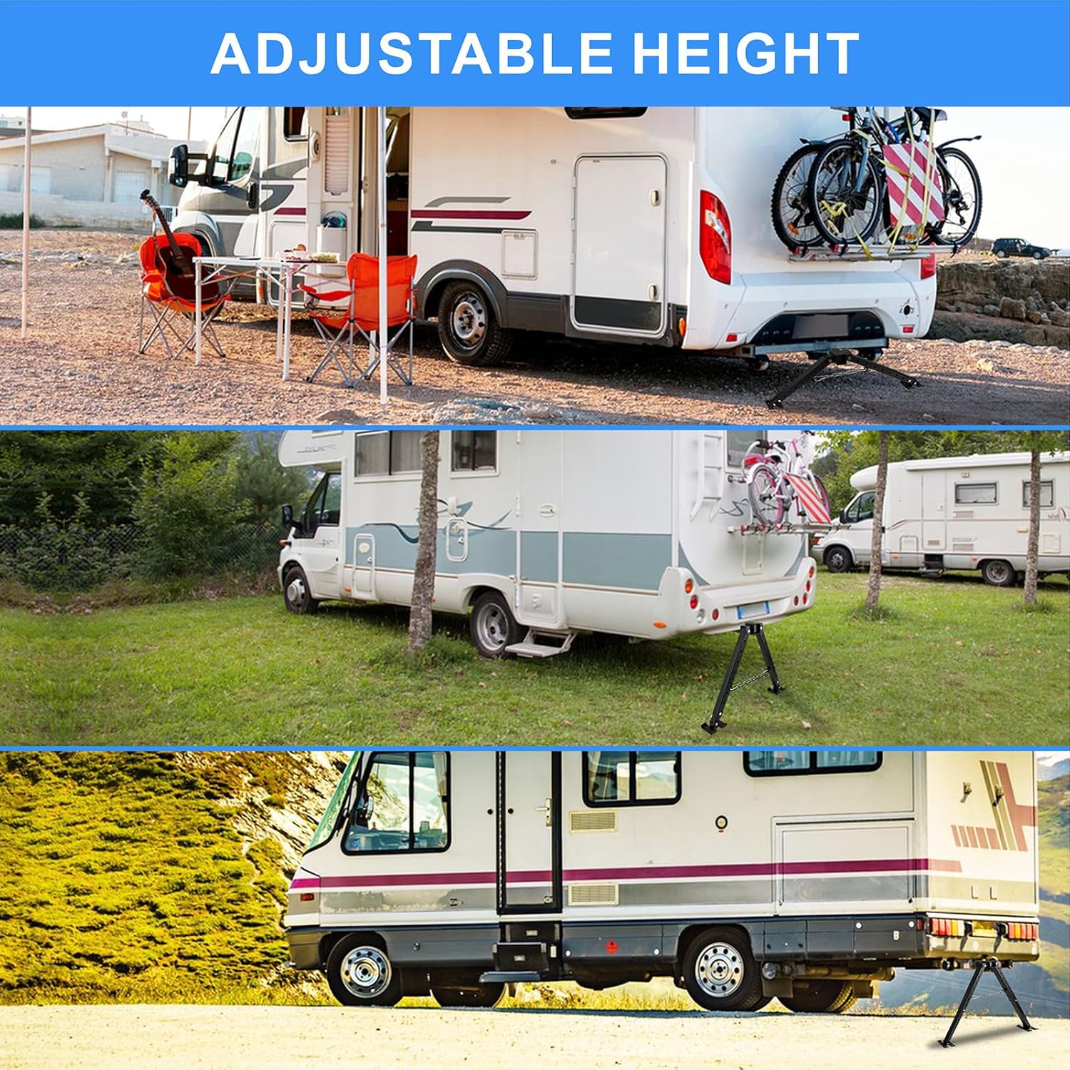 ‎‎KSWLOR Hitch Mount Stabilizer ,Fit 2'' RV Stabilizer Hitch Stand,Heavy Duty Hitch Receivers for 5th Wheel Motorhomes Truck Campers Travel Trailers Help to Reduce Shaking（Adjustable Receiver 18"-30"）